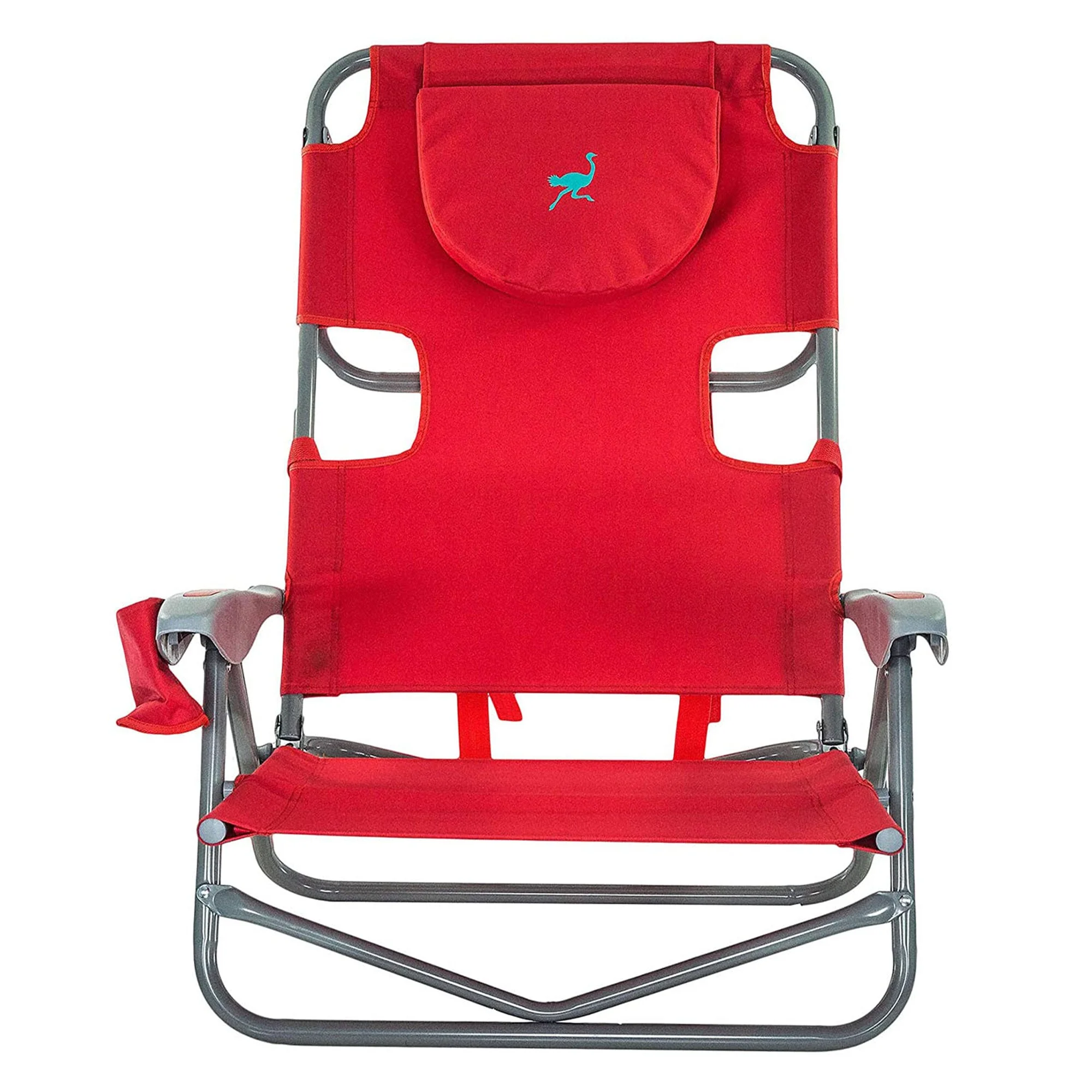 Ostrich Chaise Folding Beach Lounger & On Your Back Reclining Lawn Chair, Red - Image 6