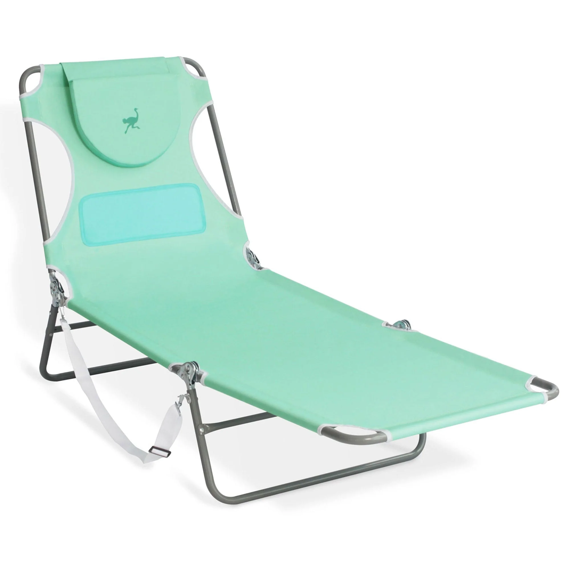 Ostrich Chaise Lounge Beach Chair with On Your Back Camping Lawn Chair, Teal - Image 2
