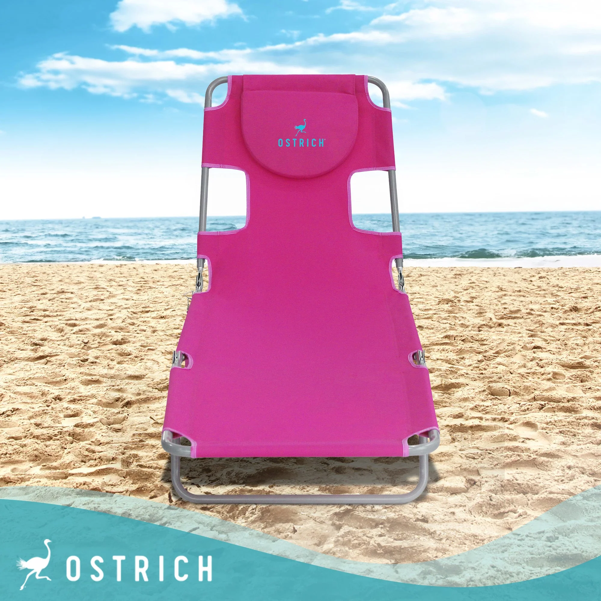 Ostrich The Original Chaise Lounge, Facedown Beach Pool Tanning Chair, Pink - Image 3