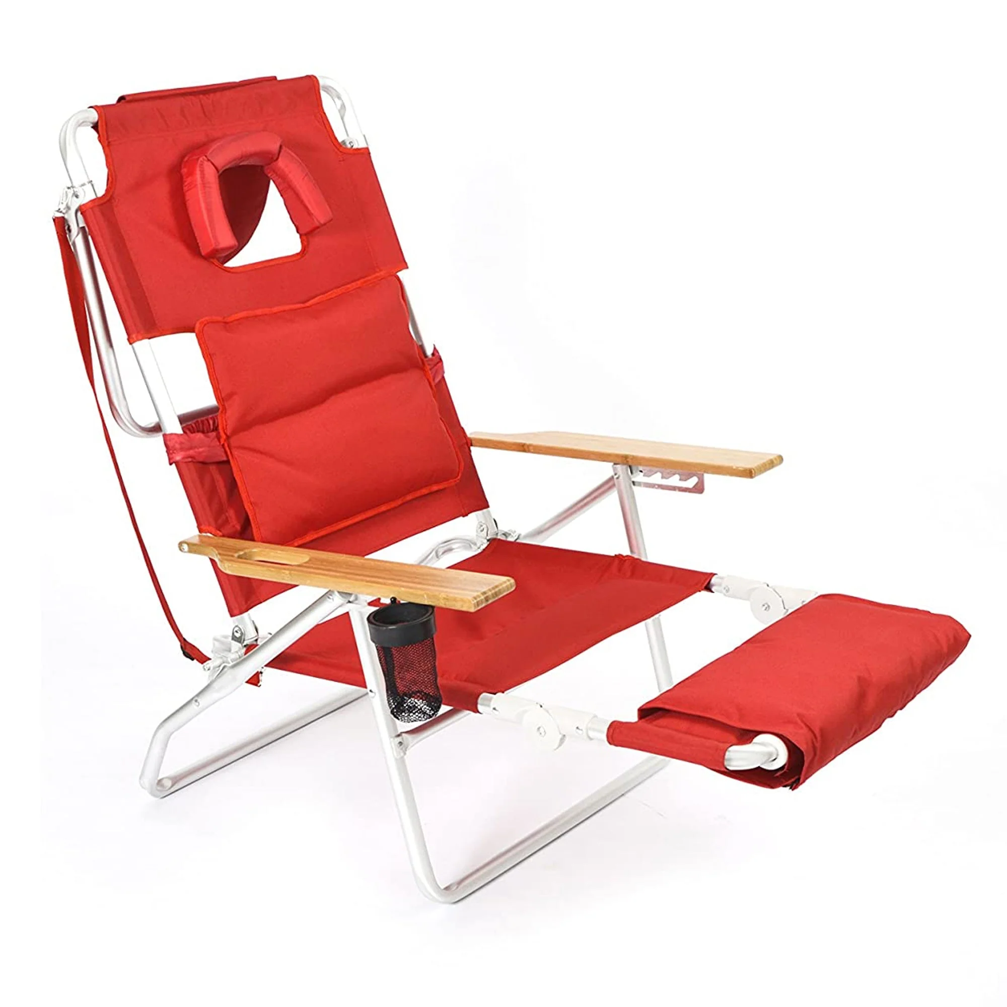 Ostrich Deluxe 3N1 Adjustable Padded Sports Chair with Footrest, Red (2 Pack) - Image 2