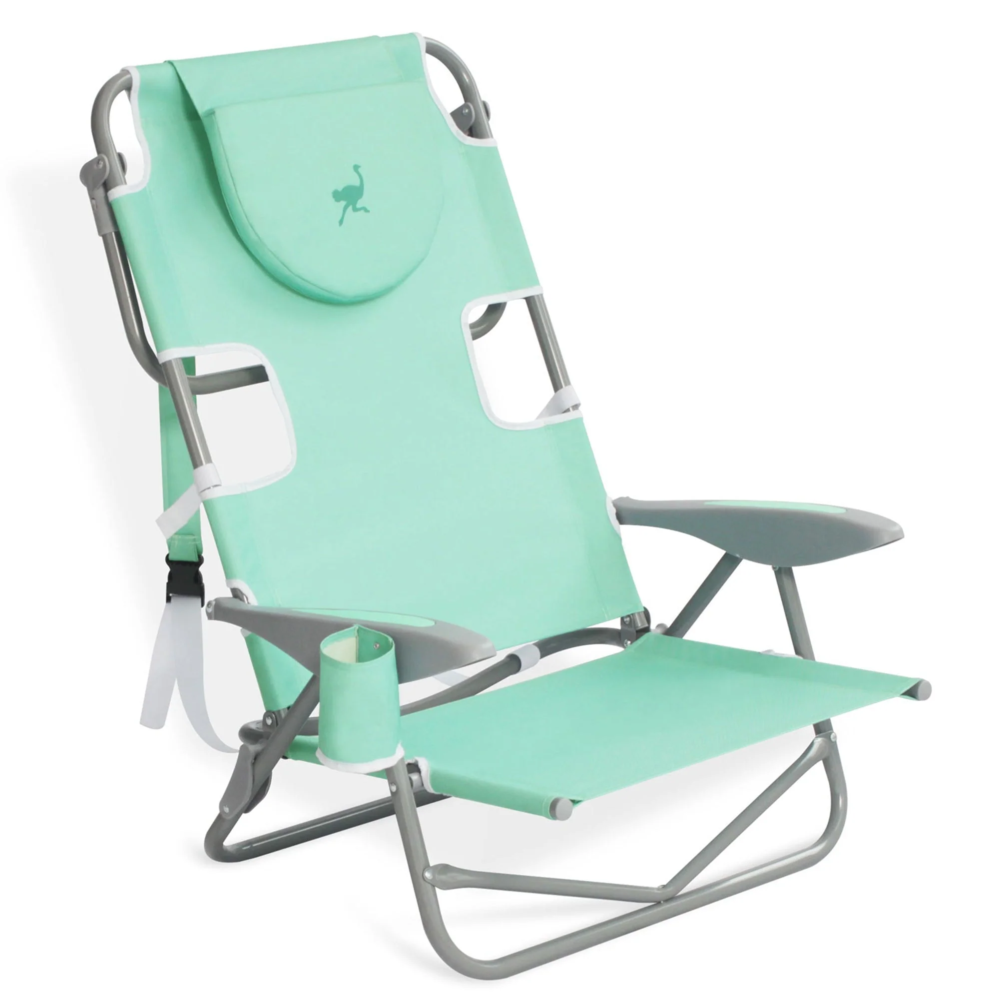 Ostrich On Your Back Folding Reclining Outdoor Camping Lawn Chair, Teal (2 Pack) - Image 2