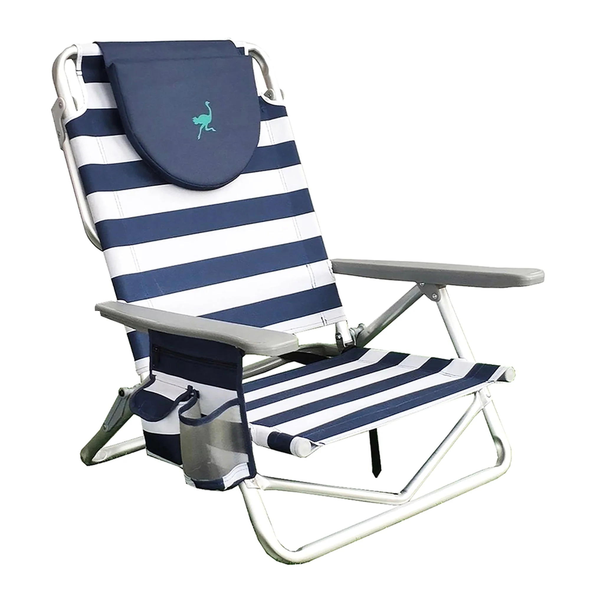 Ostrich On Your Back Sand Chair and On Your Back Sand Beach Chair, Striped Blue - Image 6