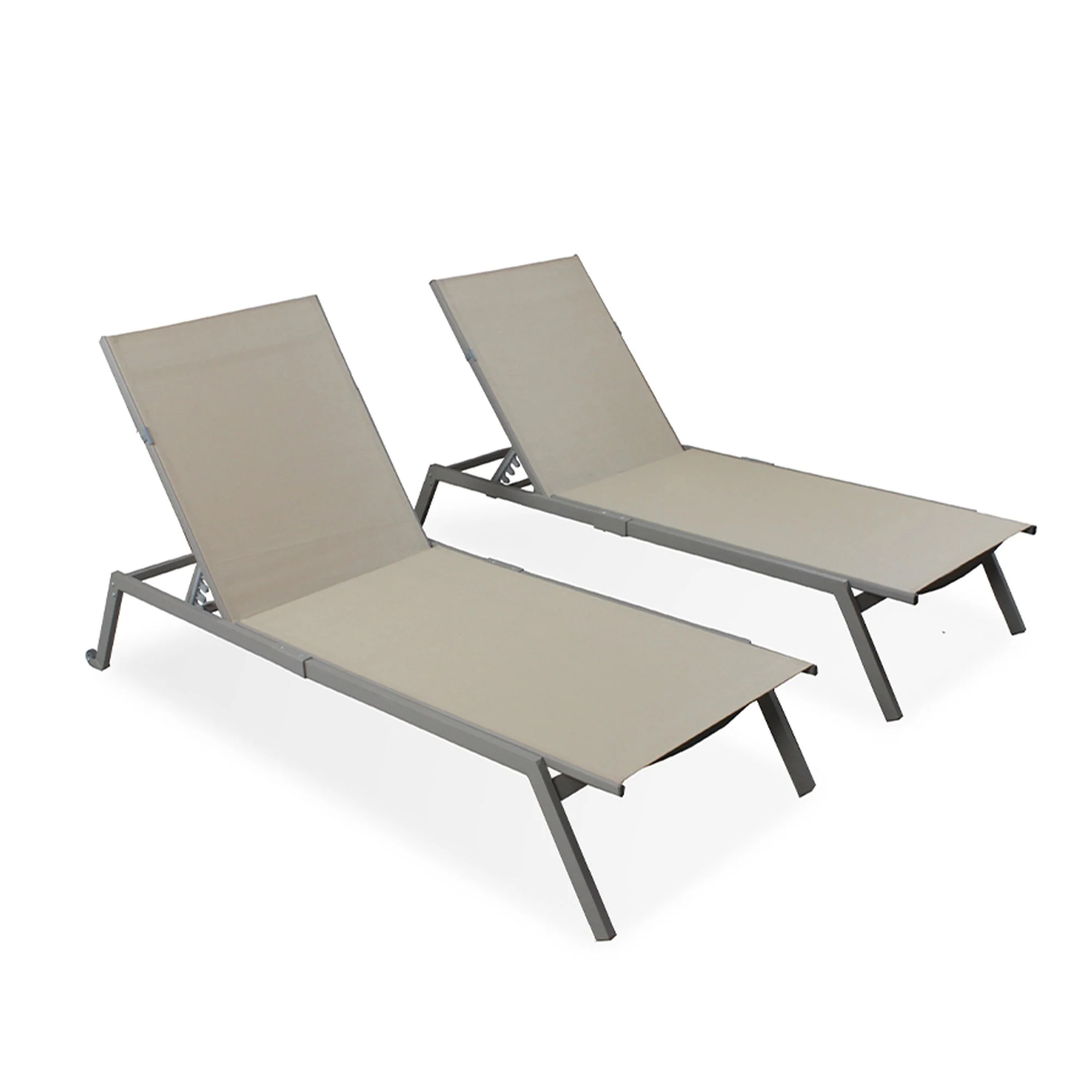 Ostrich Princeton Adult Outdoor Chaise Lounge Chairs with Wheels, Tan (4 Pack) - Image 2