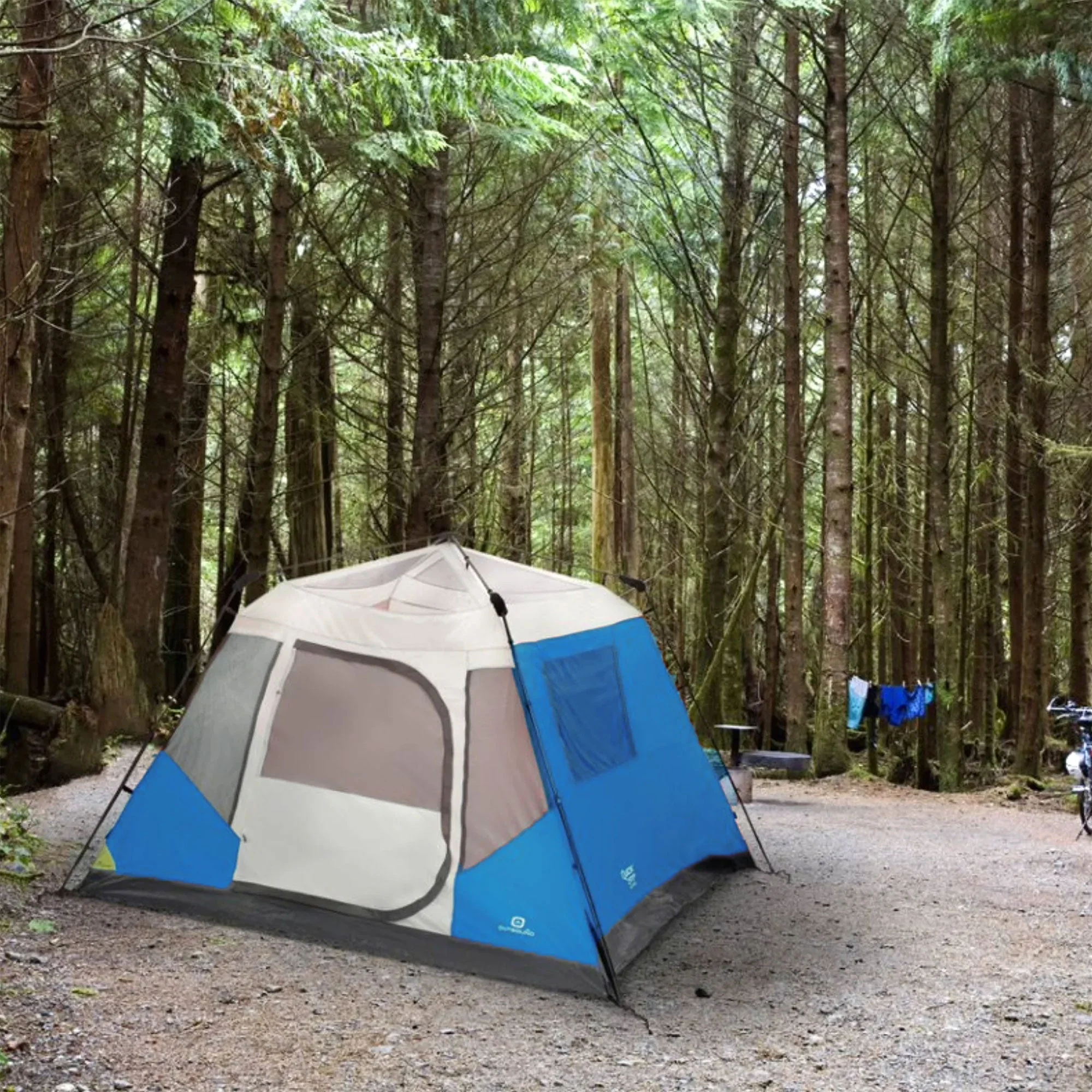 Outbound QuickCamp 6 Person 3 Season Cabin Tent with Rainfly and Carry Bag, Blue - Image 2