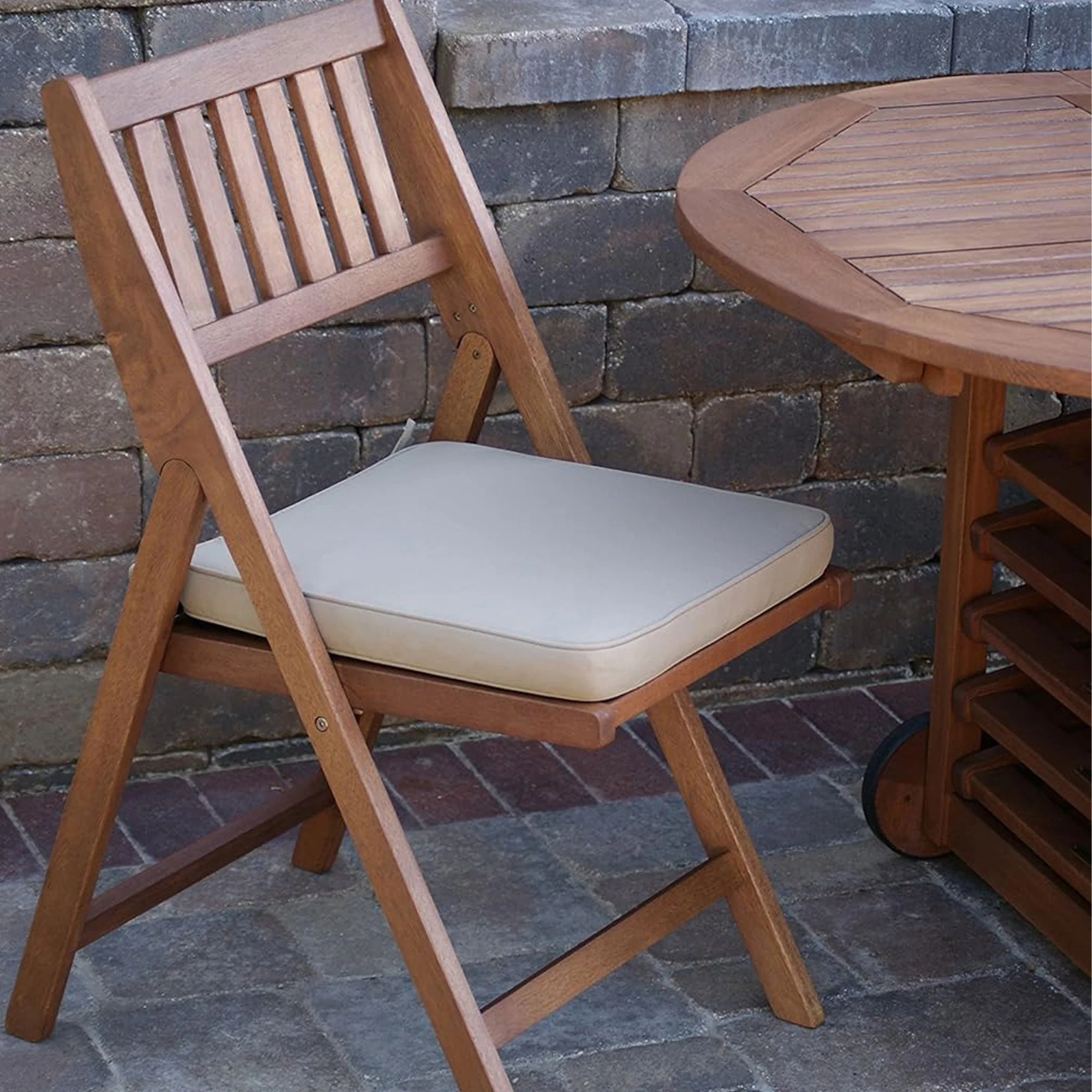 Outdoor Interiors 7 Piece Fold and Store Eucalyptus Hardwood Outdoor Dining Set - Image 5