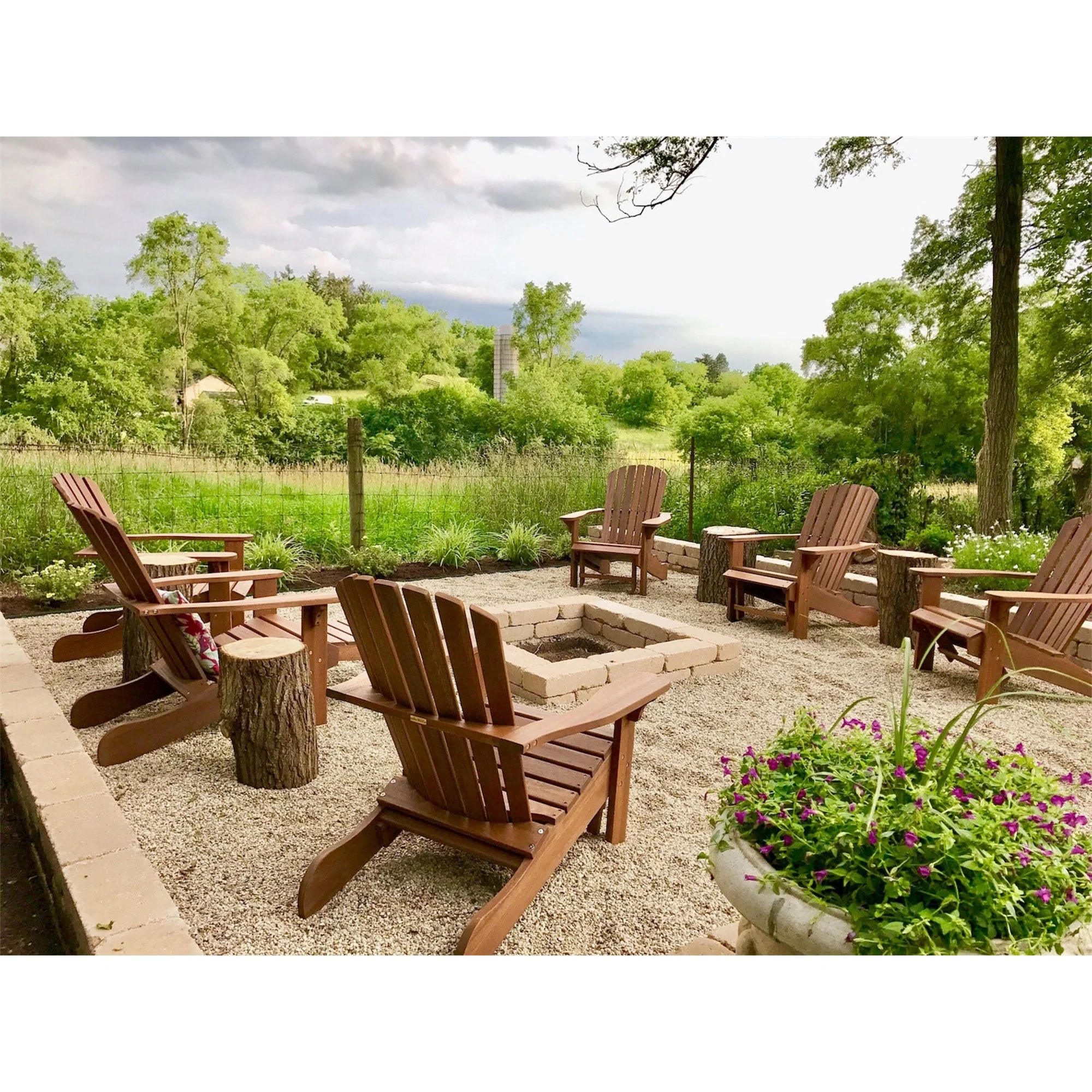 Outdoor Interiors Eucalyptus Wood Adirondack Chair with Built In Ottoman, Brown - Image 8