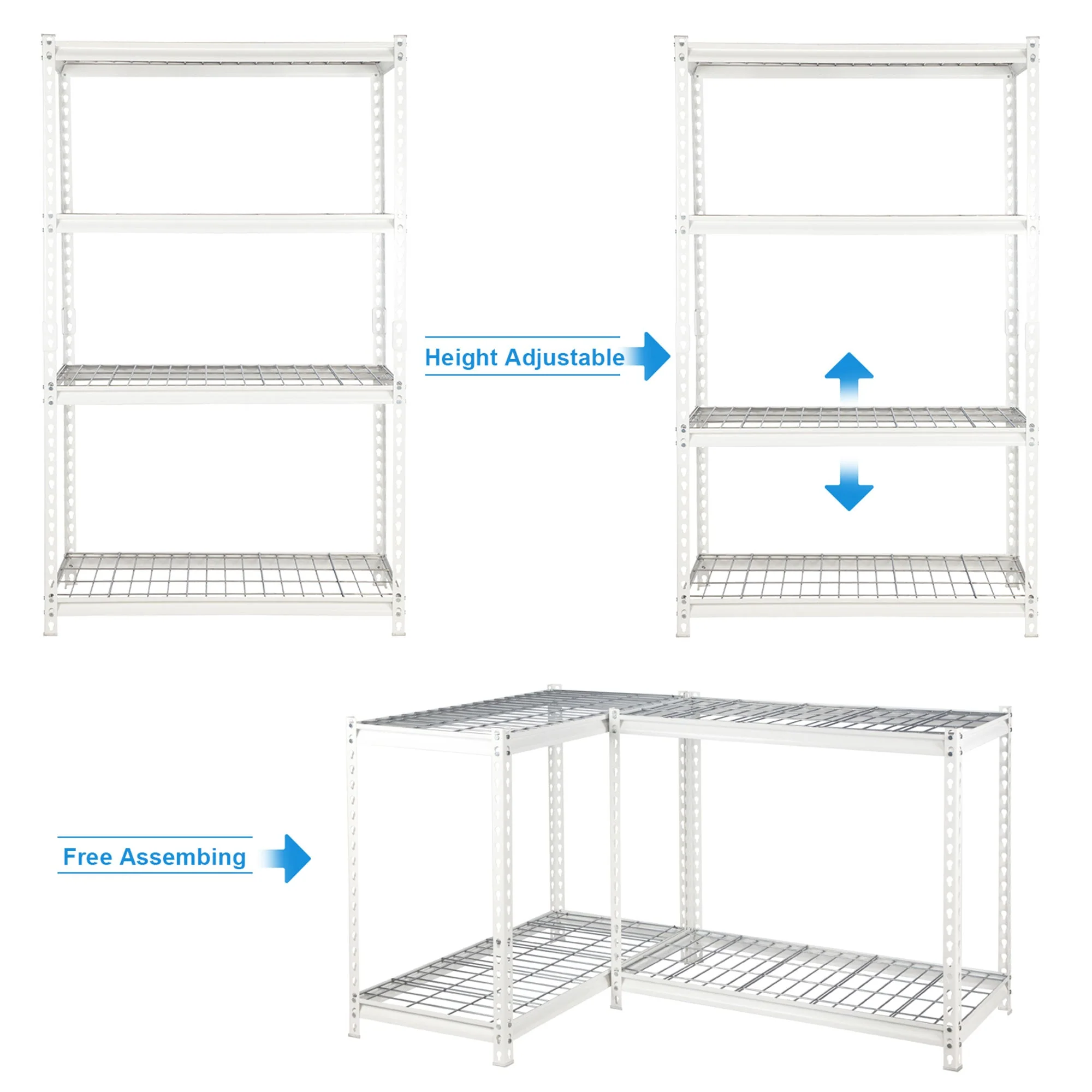 Pachira 36"W x 60"H 4 Shelf Steel Shelving for Home and Office Organizing, White - Image 4