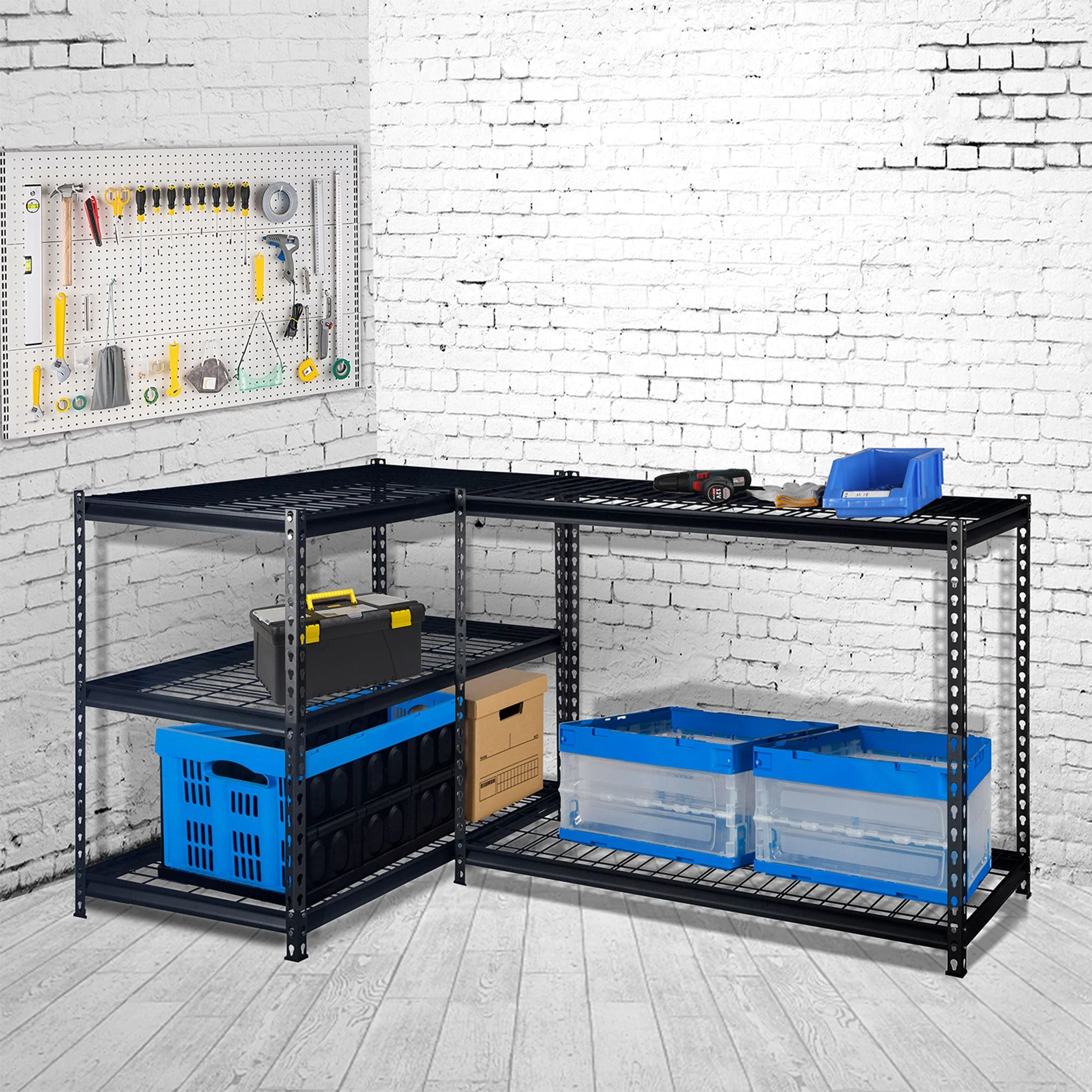 Pachira 48"W x 72"H 5 Shelf Steel Shelving for Home and Office Organizing, Black - Image 7