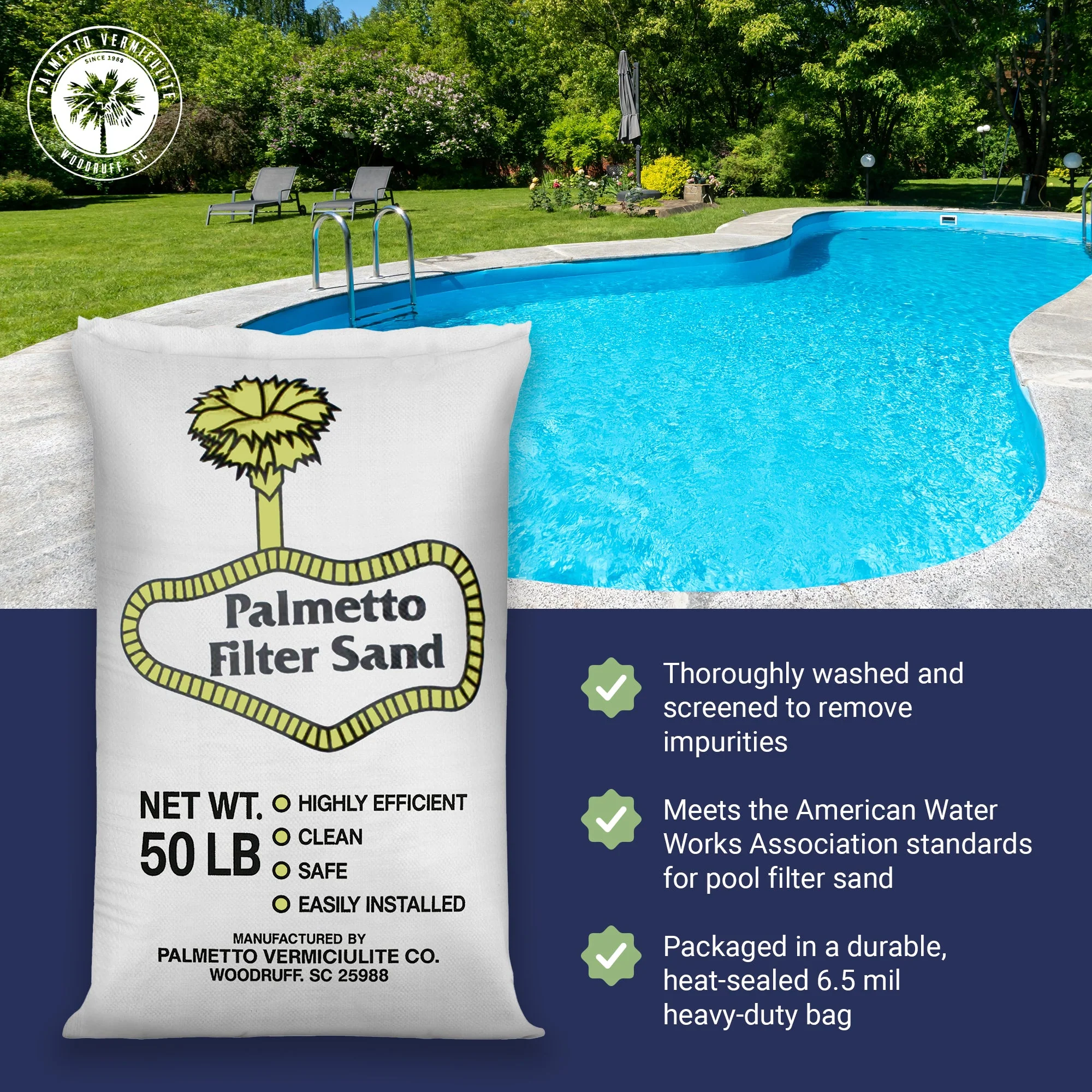 Palmetto 50lb Bag Natural Pool Filter Sand for Residential & Commercial, 4 Pack - Image 2