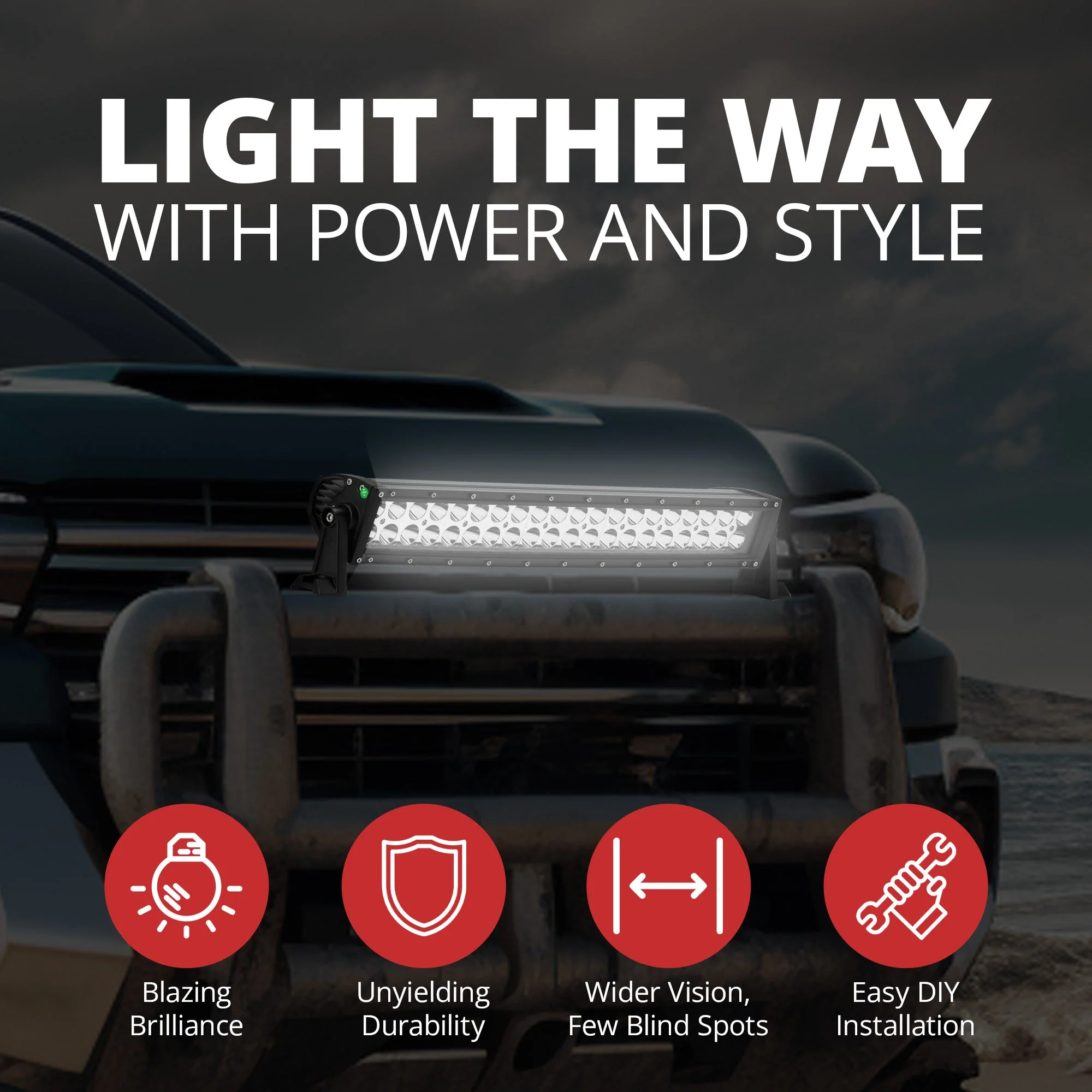Pilot Automotive 21.5 Inch Waterproof Dual Row Light Bar with Aluminum Housing - Image 2