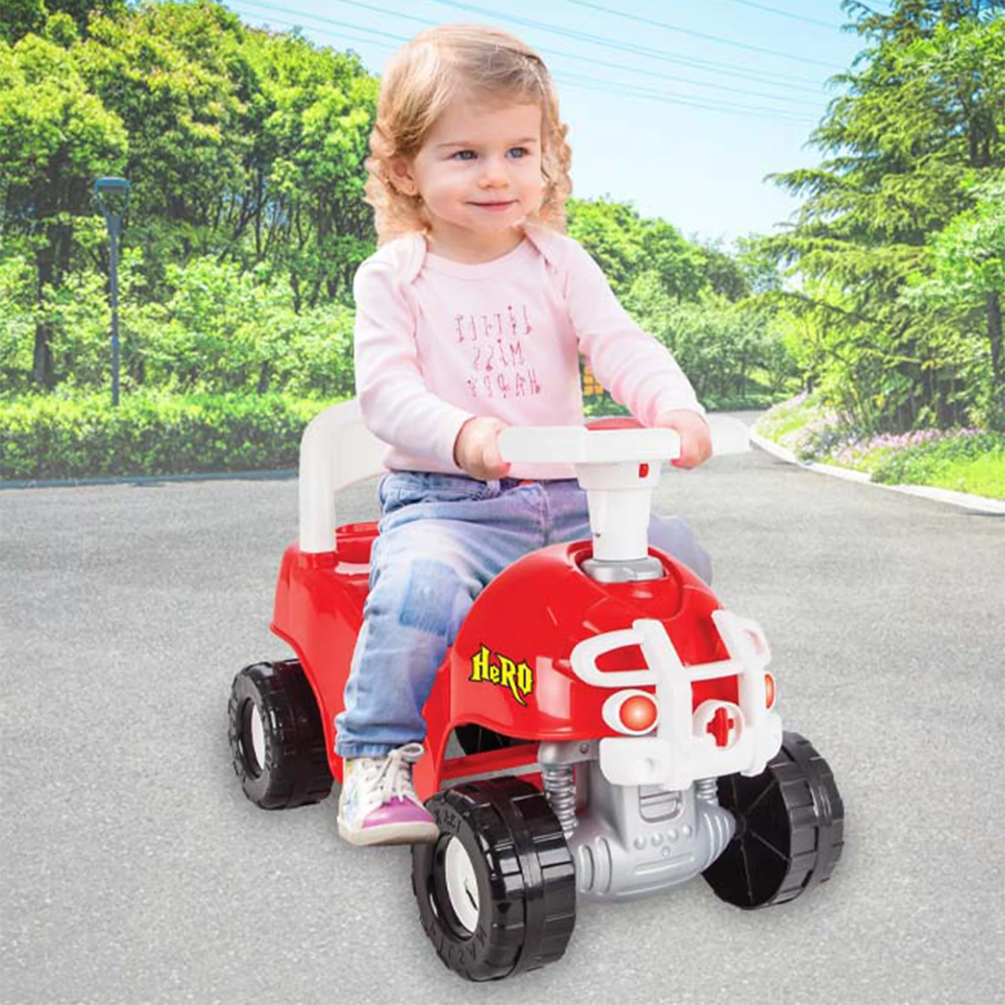 Pilsan Hero ATV Pedalless Ride On Kids Toy w/ Horn for Ages 36 Months & Up, Red - Image 8