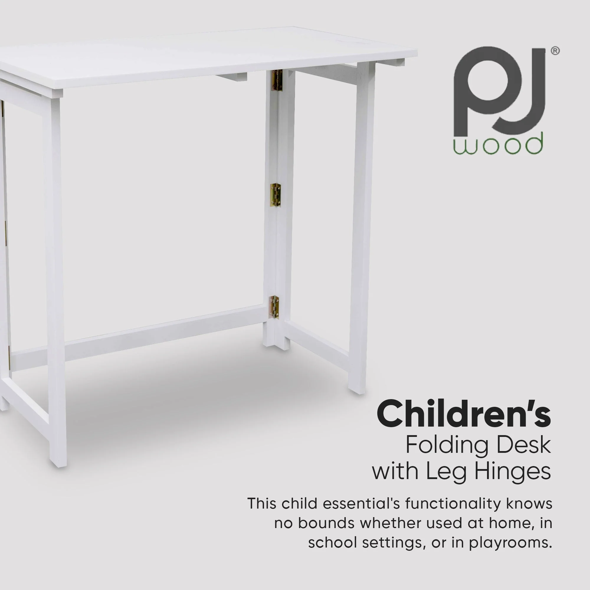 PJ Wood Children's Folding Desk with Leg Hinges for Studying, Arts and Crafts - Image 2
