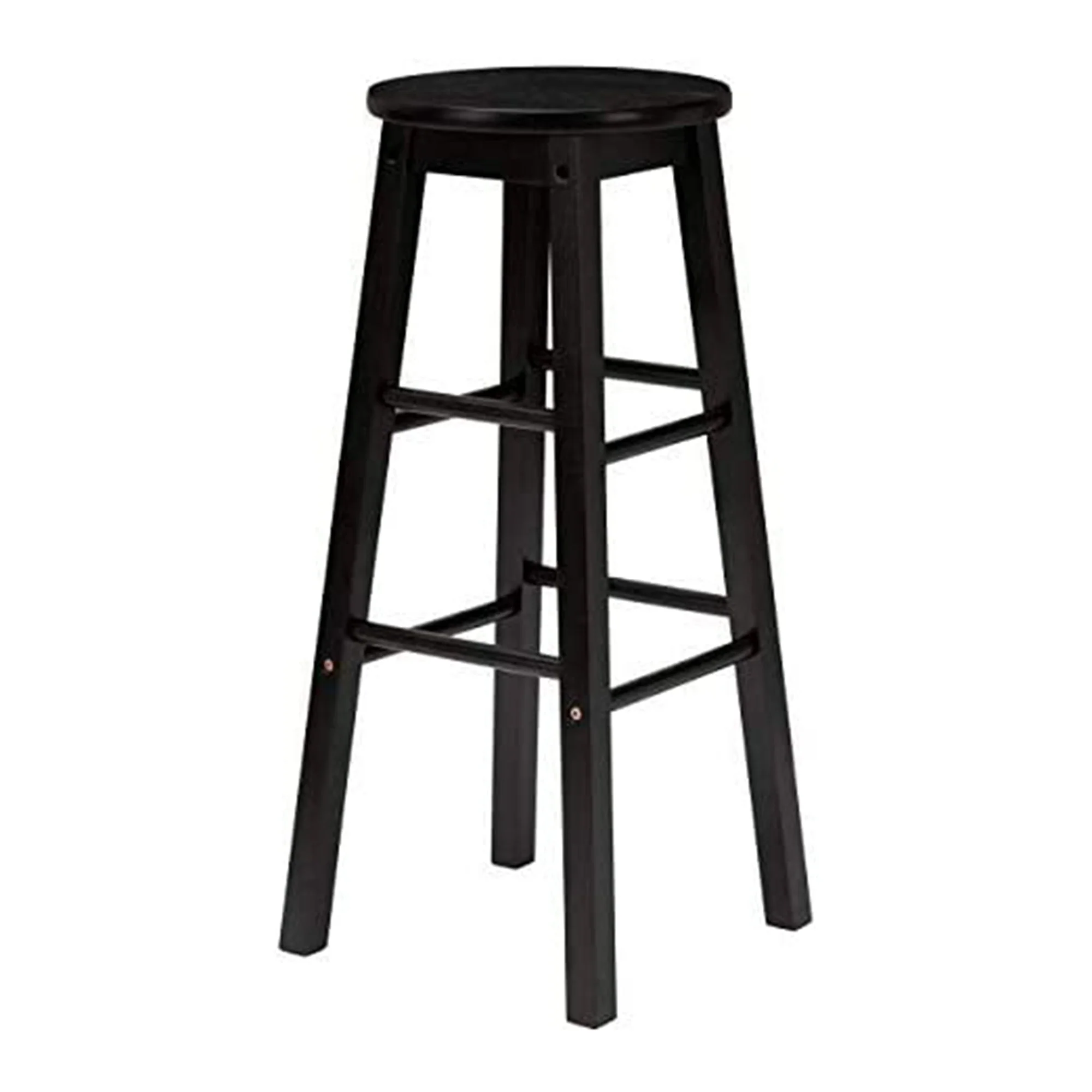 PJ Wood Classic Round Seat 24 Inch Kitchen and Counter Stools, Black (6 Pack) - Image 3