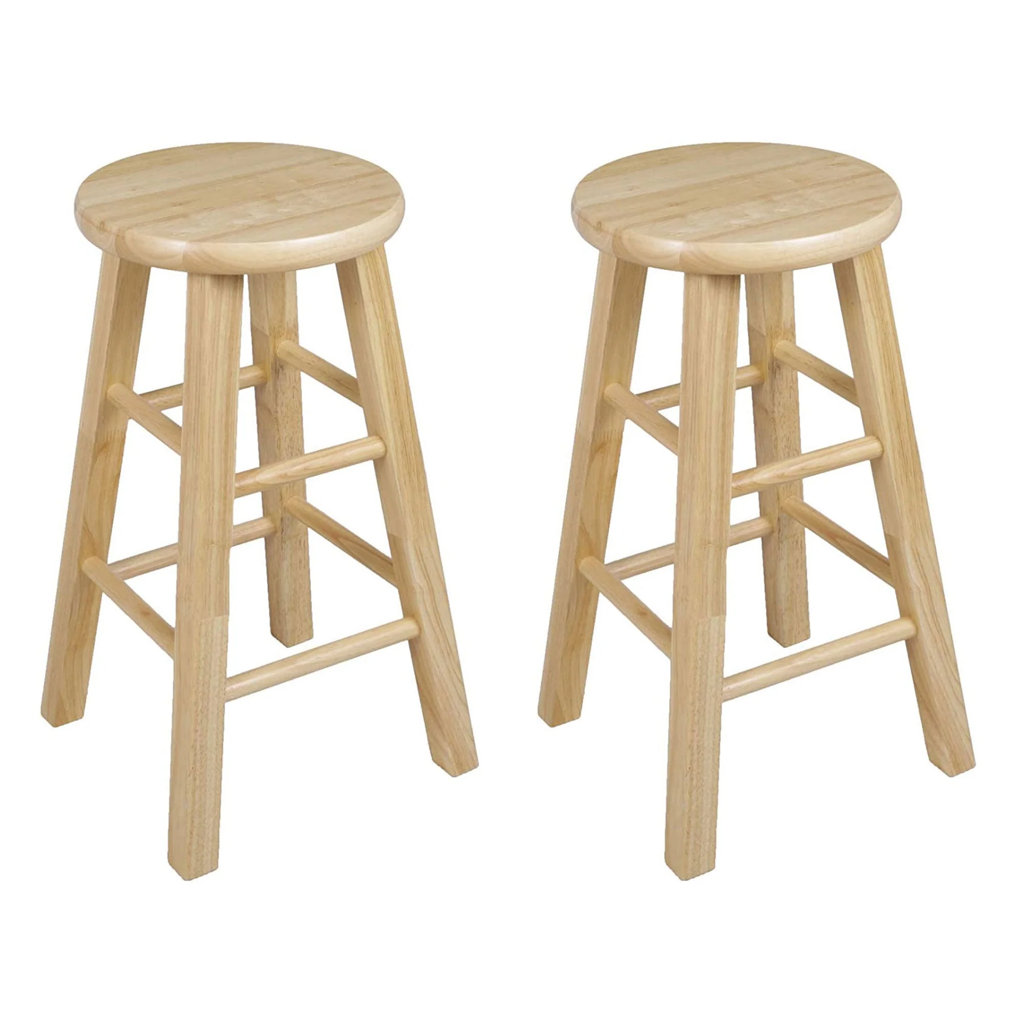 PJ Wood Classic Round Seat 24" Tall Kitchen Counter Stools, Natural (Set of 10) - Image 2