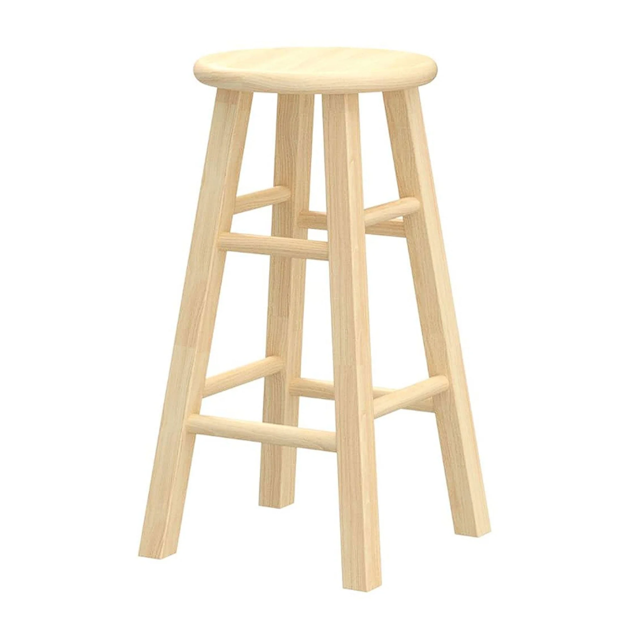 PJ Wood Classic Round Seat 24" Tall Kitchen Counter Stools, Natural (Set of 4) - Image 4