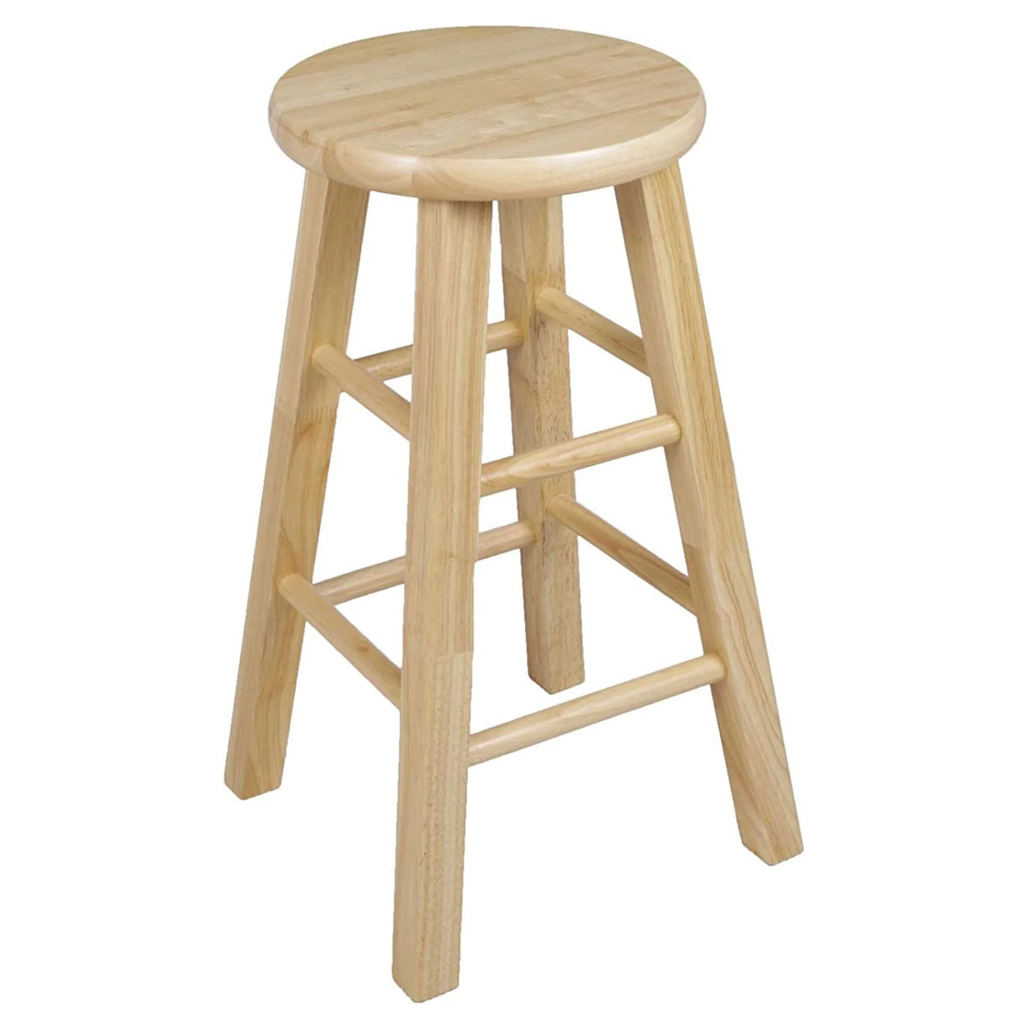 PJ Wood Classic Round Seat 24" Tall Kitchen Counter Stools, Natural (Set of 8) - Image 3