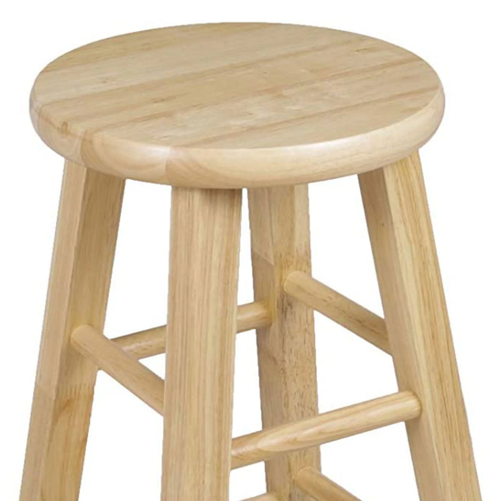 PJ Wood Classic Round Seat 24" Tall Kitchen Counter Stools, Natural (Set of 8) - Image 6