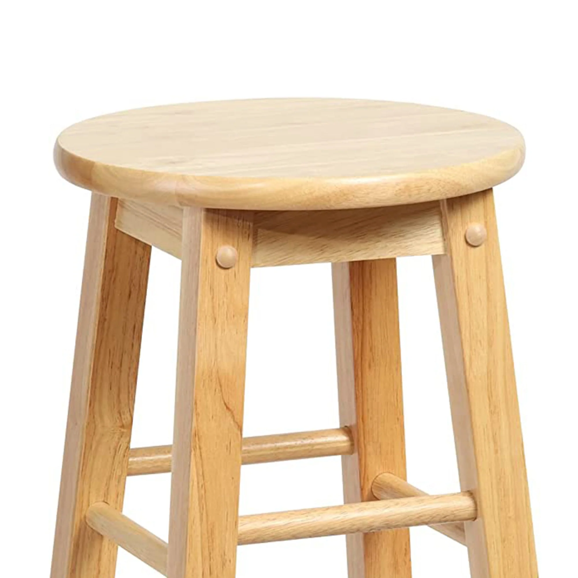 PJ Wood Classic Round Seat 29" Tall Kitchen Counter Stools, Natural (Set of 4) - Image 4