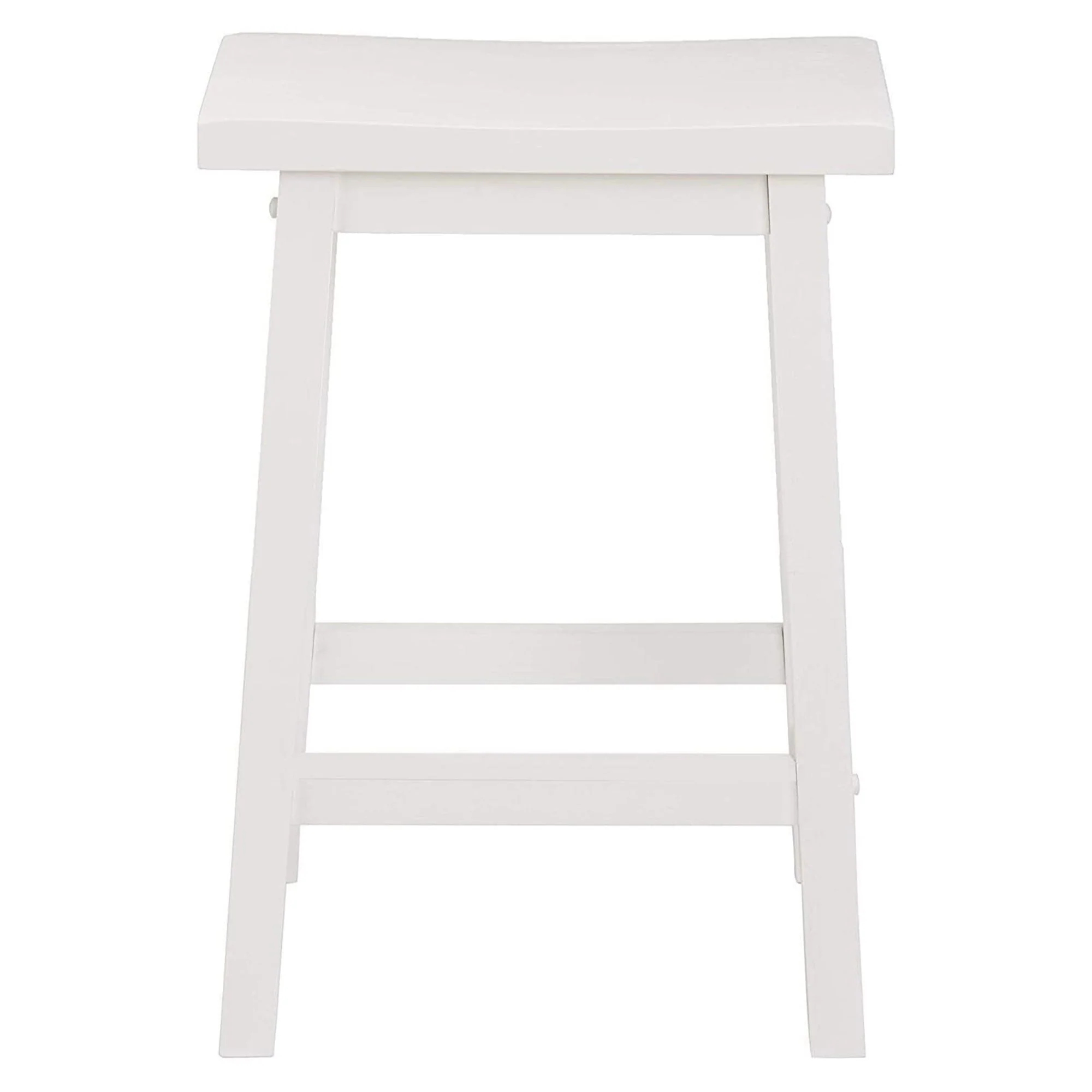 PJ Wood Classic Saddle Seat 24 Inch Tall Kitchen Counter Stools, White (4 Pack) - Image 3