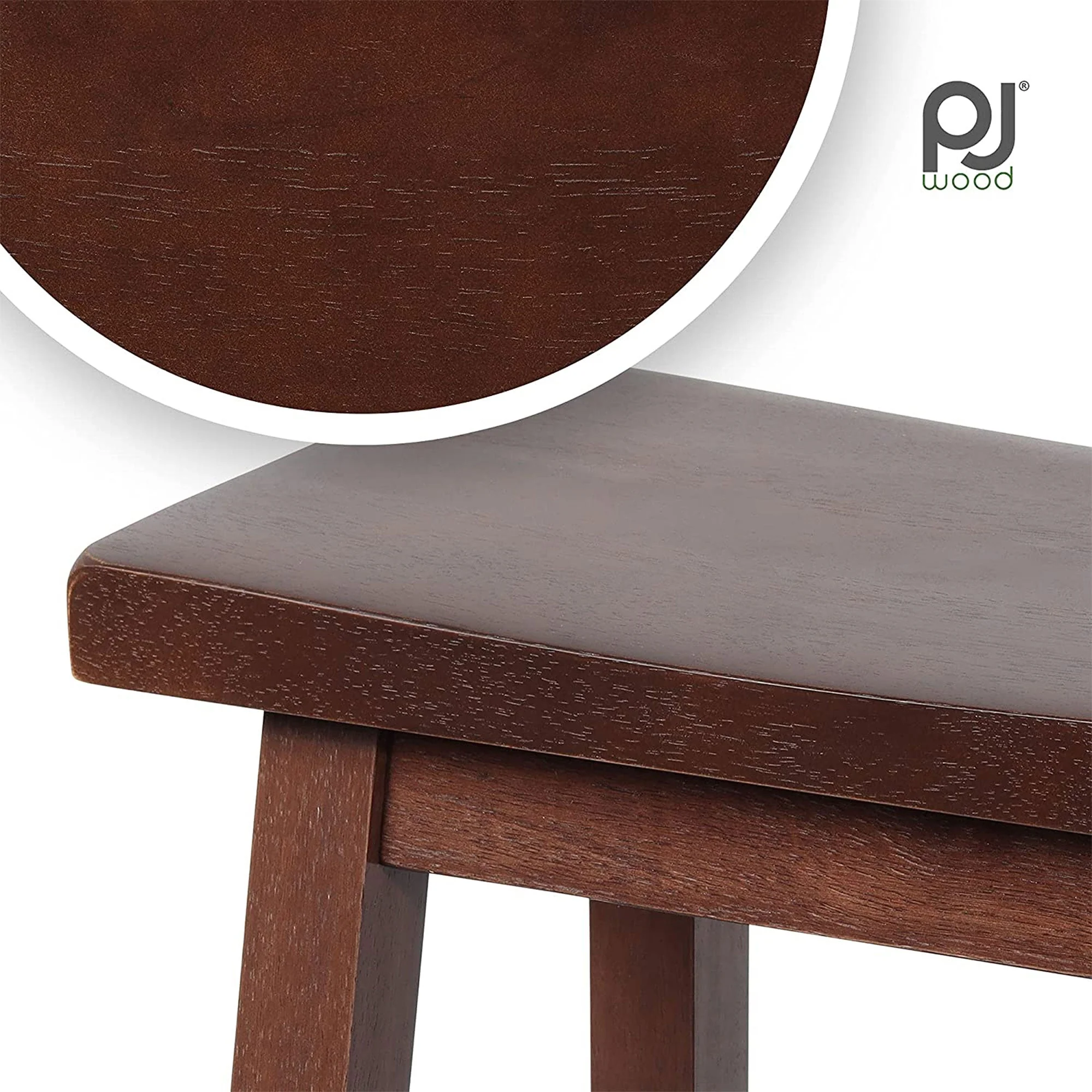 PJ Wood Classic Saddle Seat 29" Tall Kitchen Counter Stools, Walnut (Set of 8) - Image 4