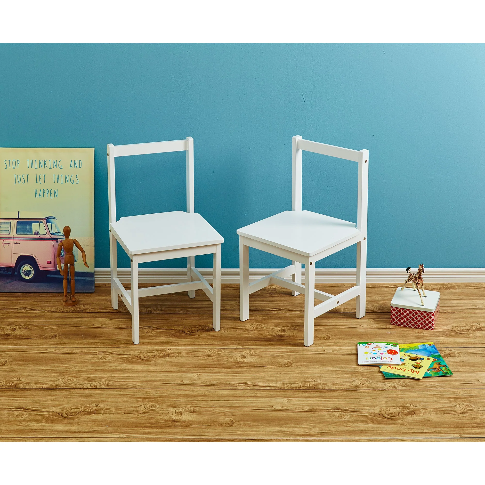 PJ Wood Kids Chair with Top Rail Back Support for Ages 1-5 Years Old (Set of 2) - Image 7