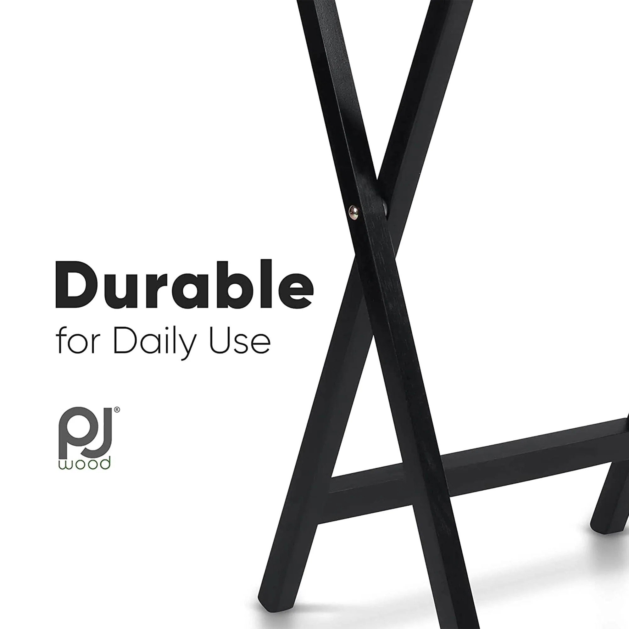 PJ Wood Portable Folding TV Snack Tray Table Desk Stand, Black (10 Piece Set) - Image 5