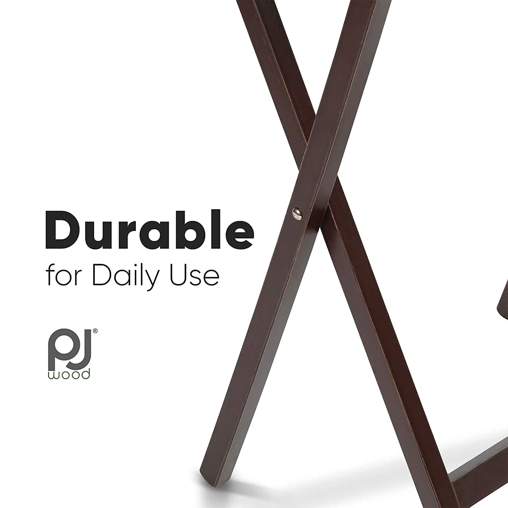 PJ Wood Portable Folding TV Snack Tray Table Desk Stand, Espresso (10 Piece Set) - Image 5