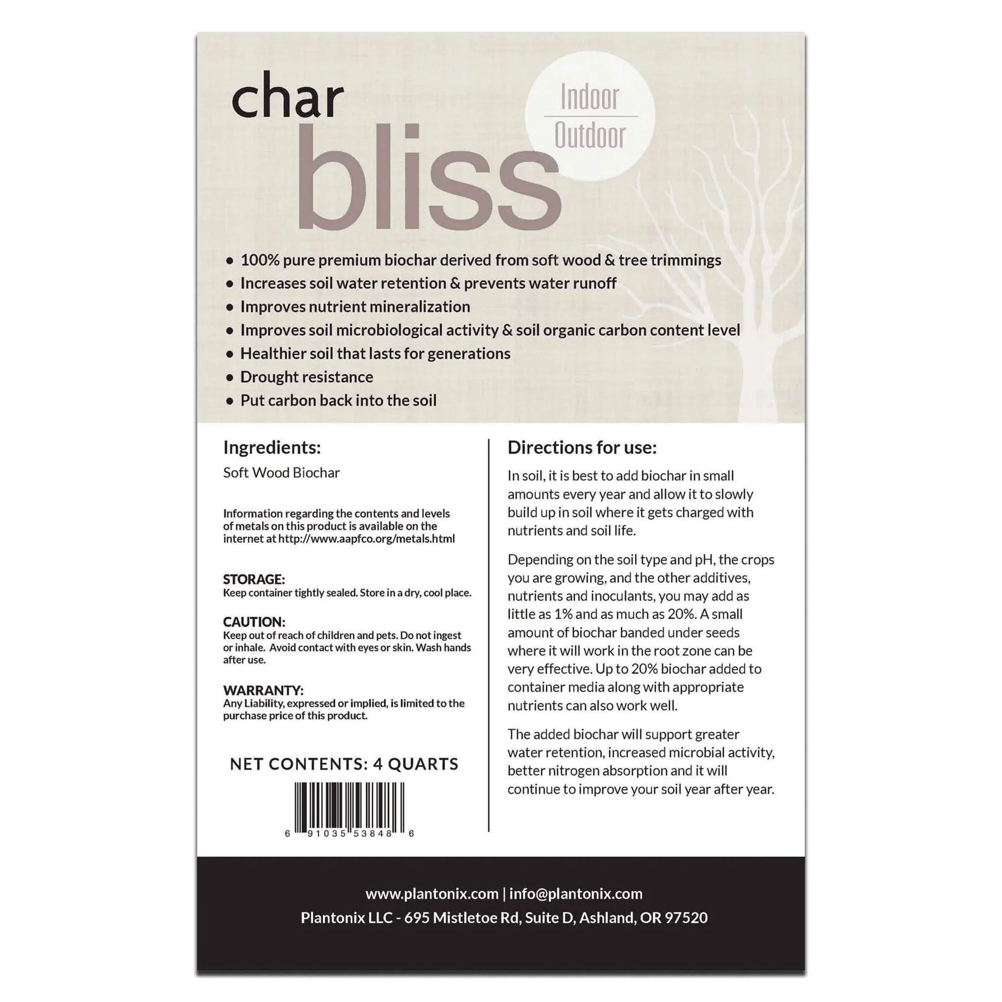 Plantonix Char Bliss Indoor Outdoor Premium Biochar Soil Conditioner, 30 Quarts - Image 4