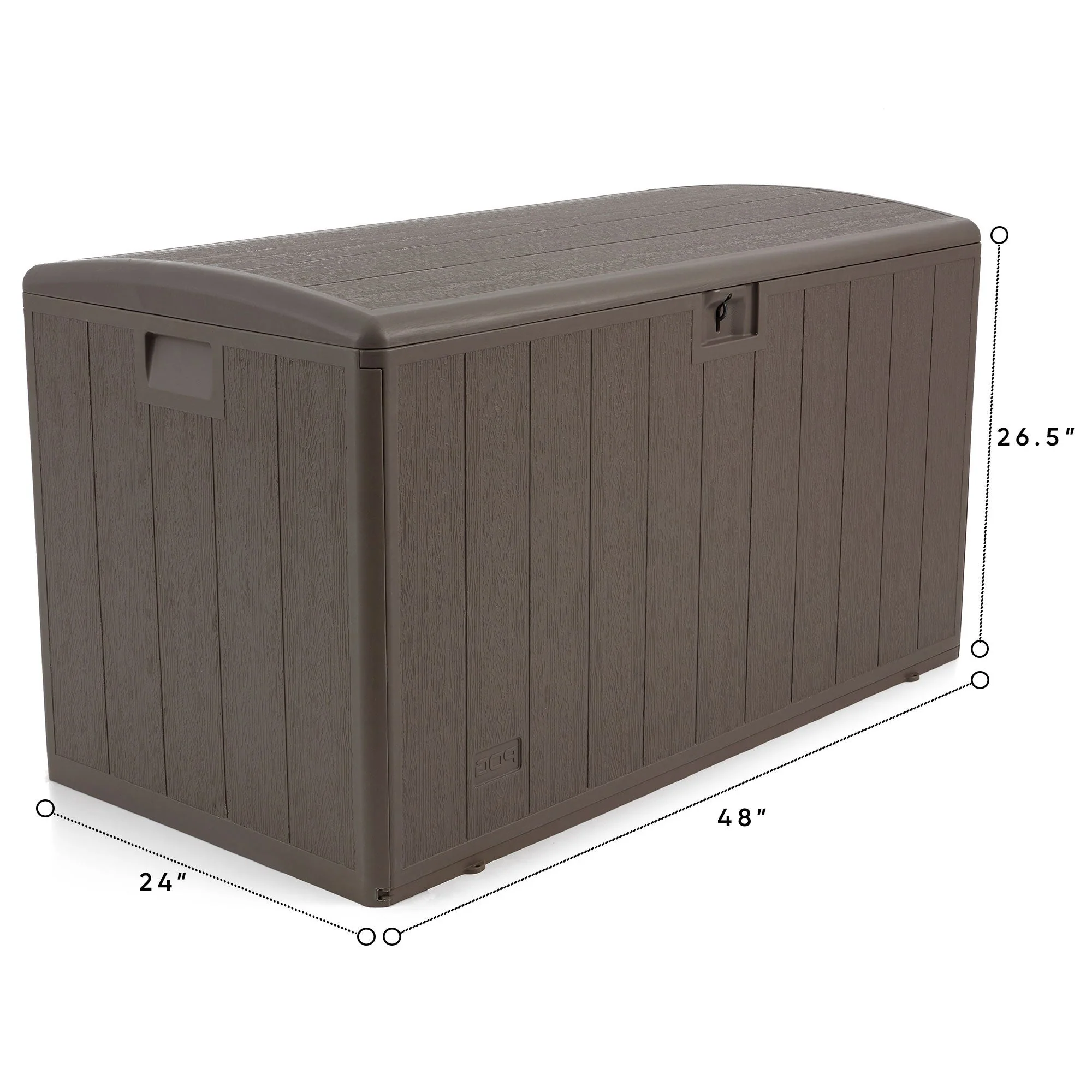 Plastic Development Group 105 Gallon Outdoor Patio Storage Deck Box, Driftwood - Image 8