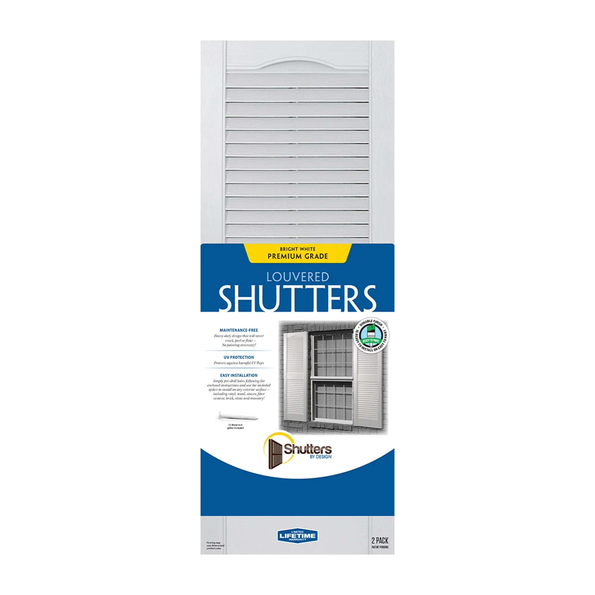 Plastic Development Group 14 x 43 Inch Vinyl Louvered Shutters, 4 Pack, White - Image 5