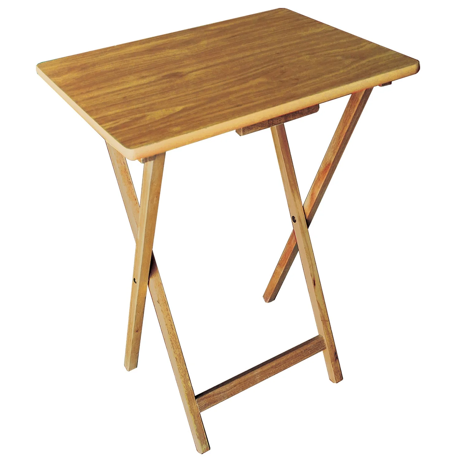 Plastic Development Group Portable Folding Table Wooden TV Tray Set, Natural - Image 3