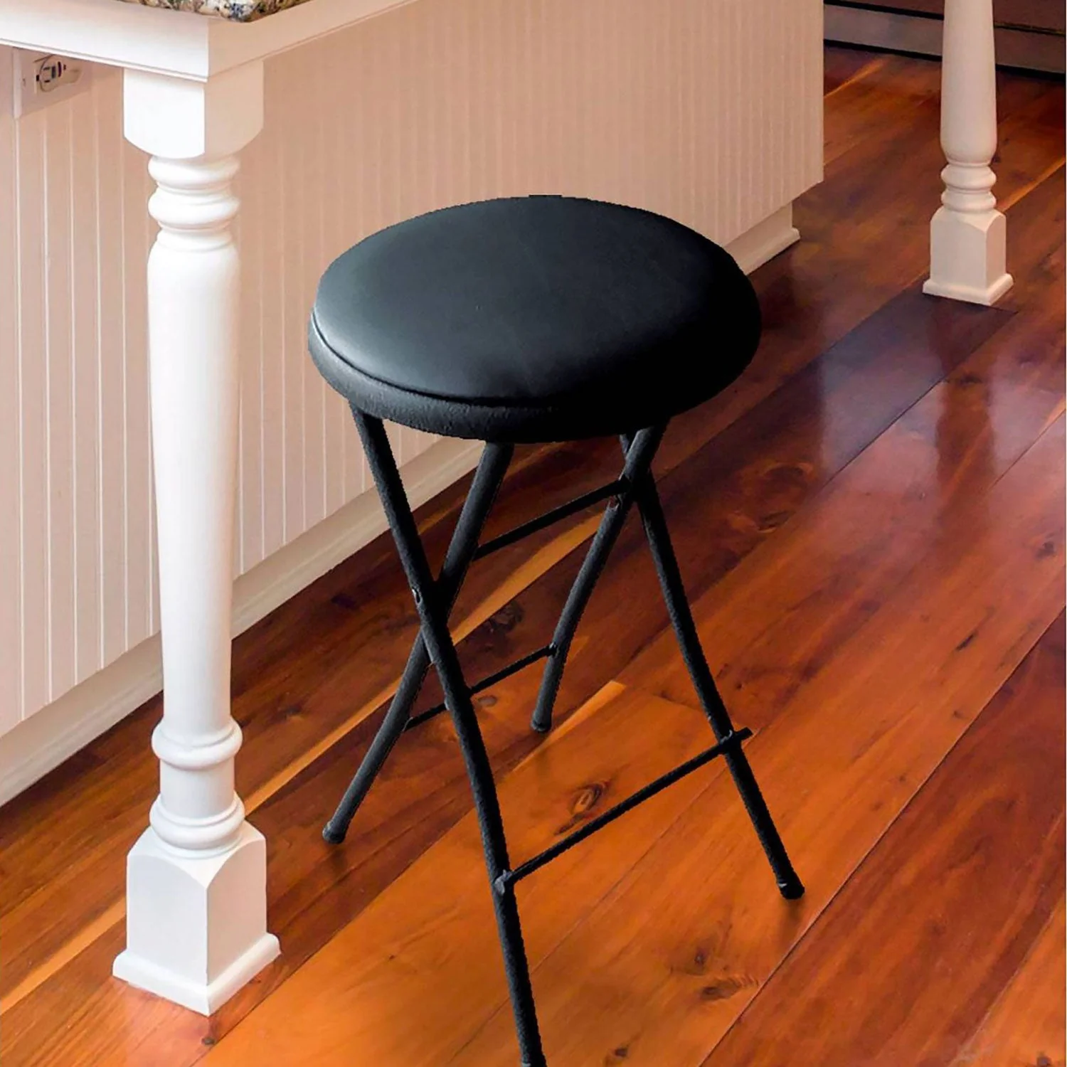 Plastic Development Group ST01 Extremely Portable Black Folding Padded Bar Stool - Image 6