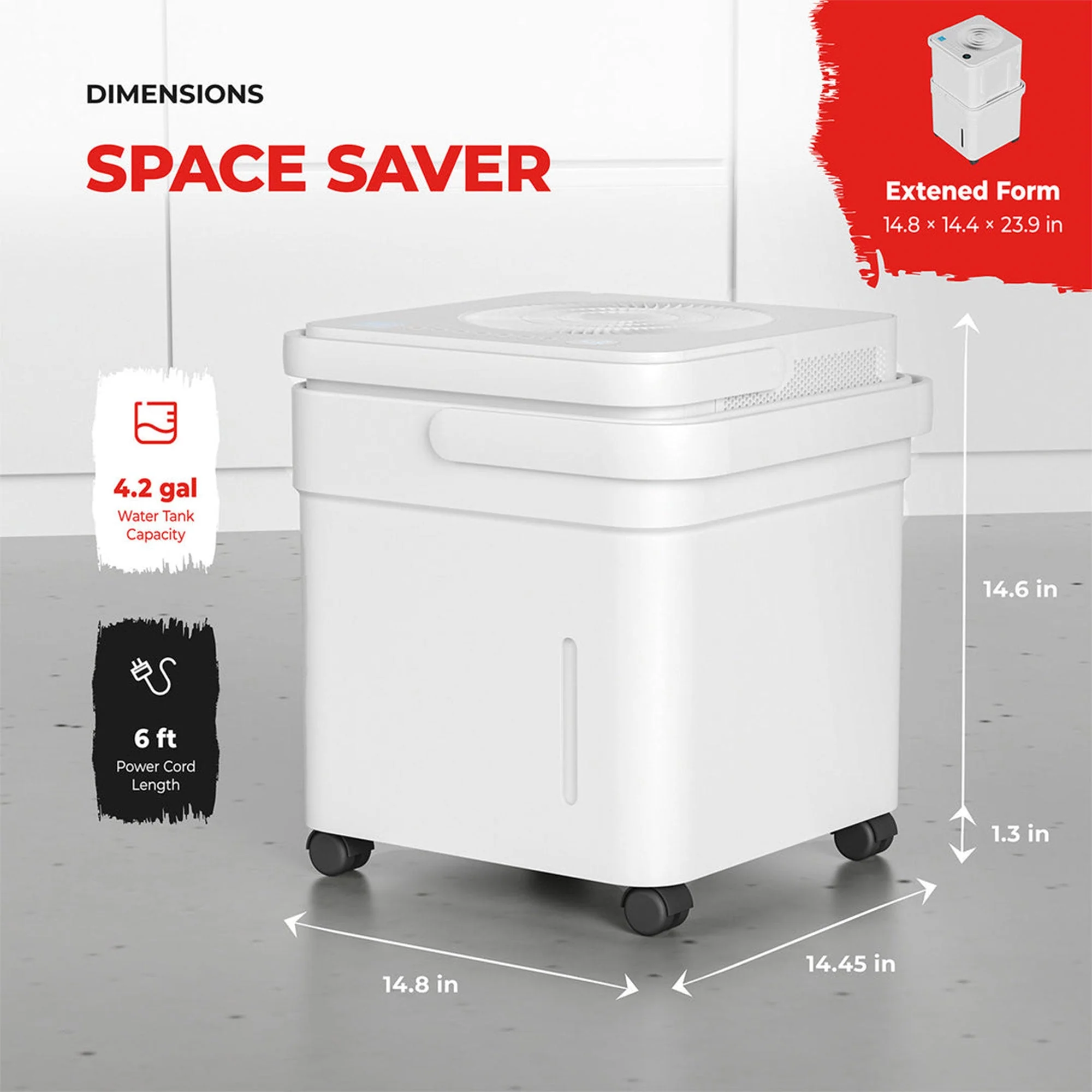Pohl Schmitt 50 Pint Cube Dehumidifier with 360 Degree Casters for Indoor Use - Image 2