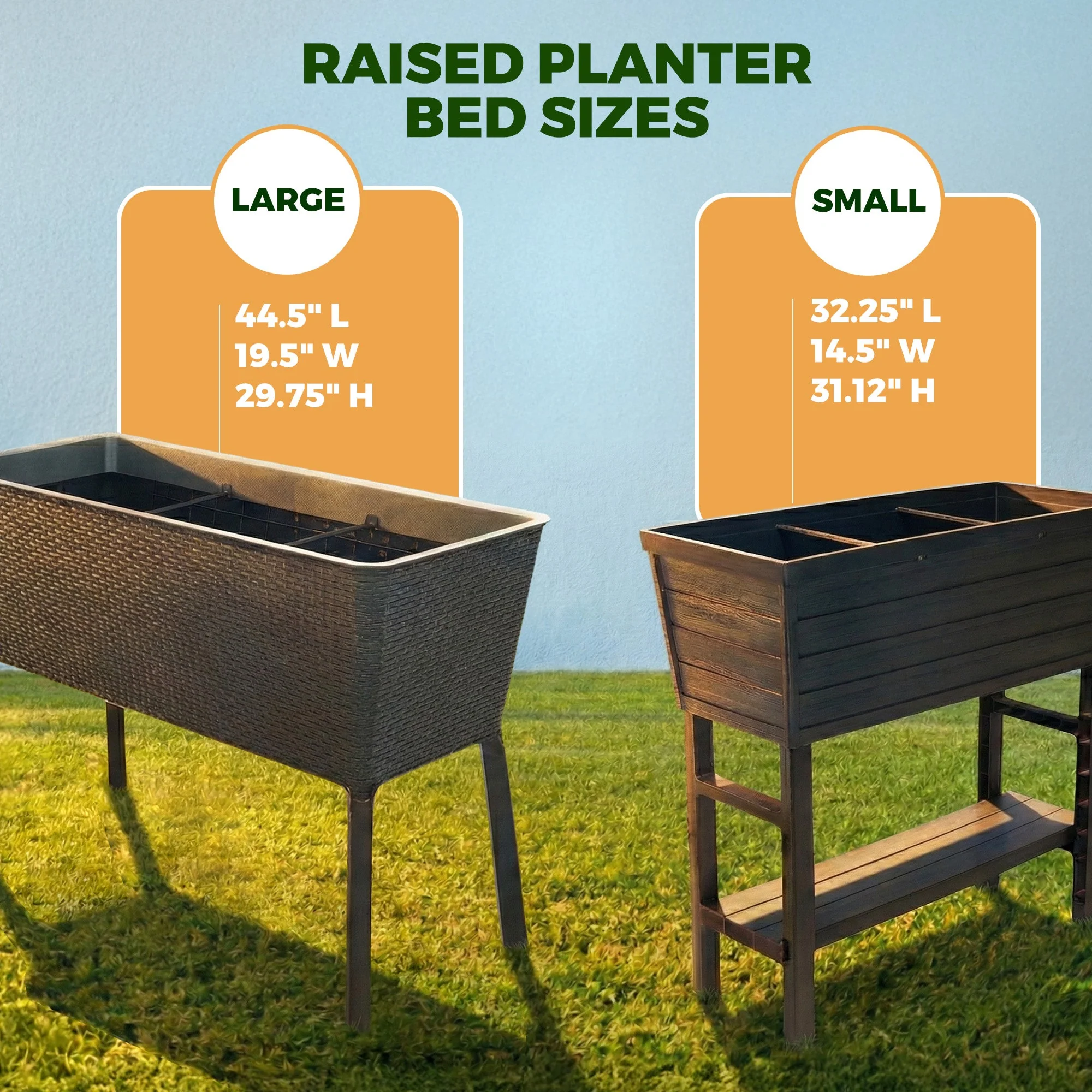 Polymer Outdoor Products 19.5" L x 44.5" W x 29.75" H Raised Garden Bed, Brown - Image 3