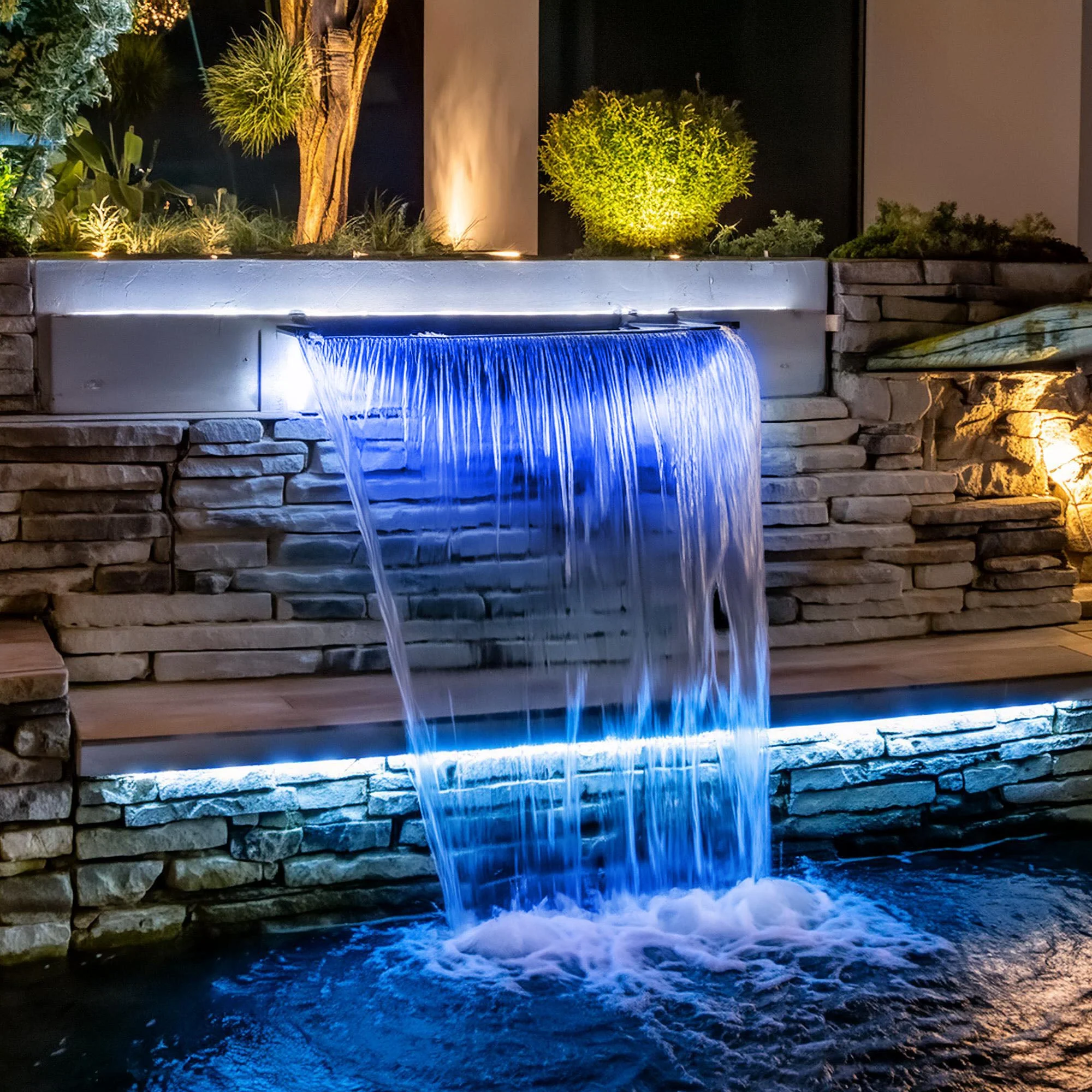 Pondmaster LED Lighted Waterfall 12 inch Spillway for Gardens or Pools, Blue - Image 9