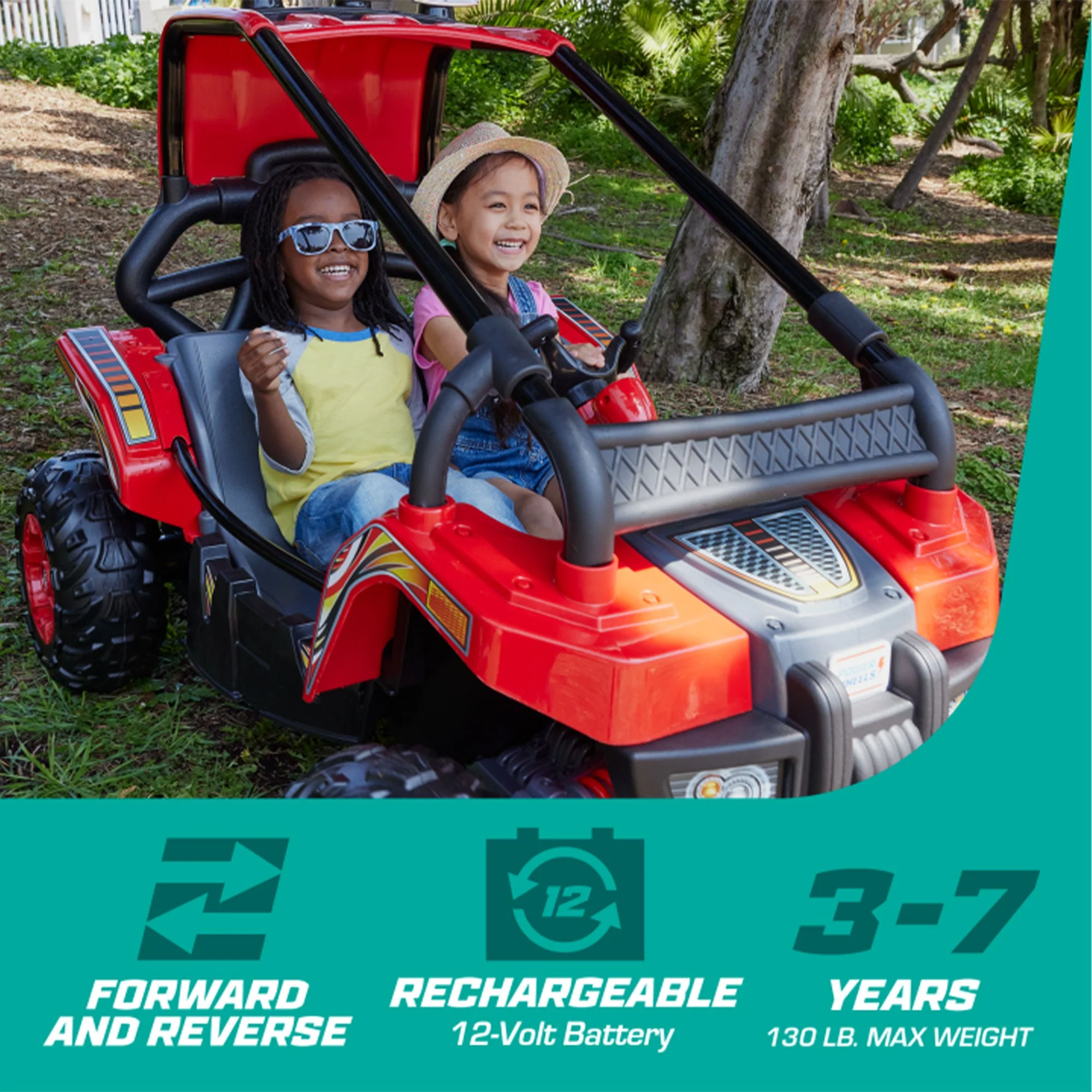 Power Wheels Baja Trailster Battery Powered Ride On Toy with Steel Frame, Red - Image 3