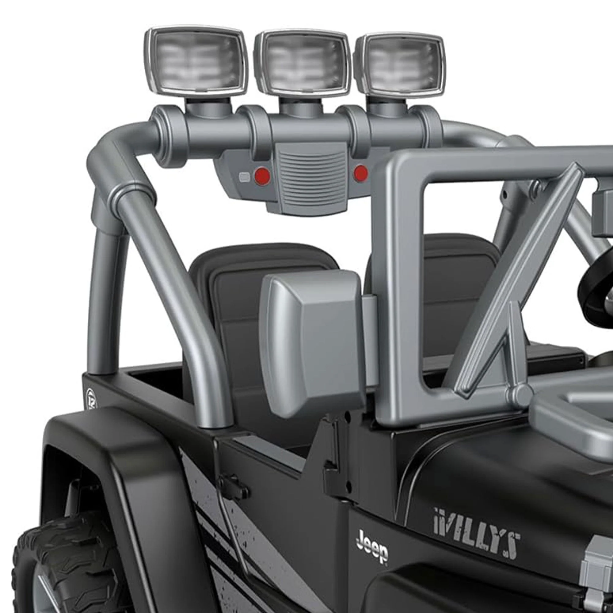 Power Wheels Jeep Wrangler Willys 2 Seater Toddler Kids Ride On Car SUV, Black - Image 9