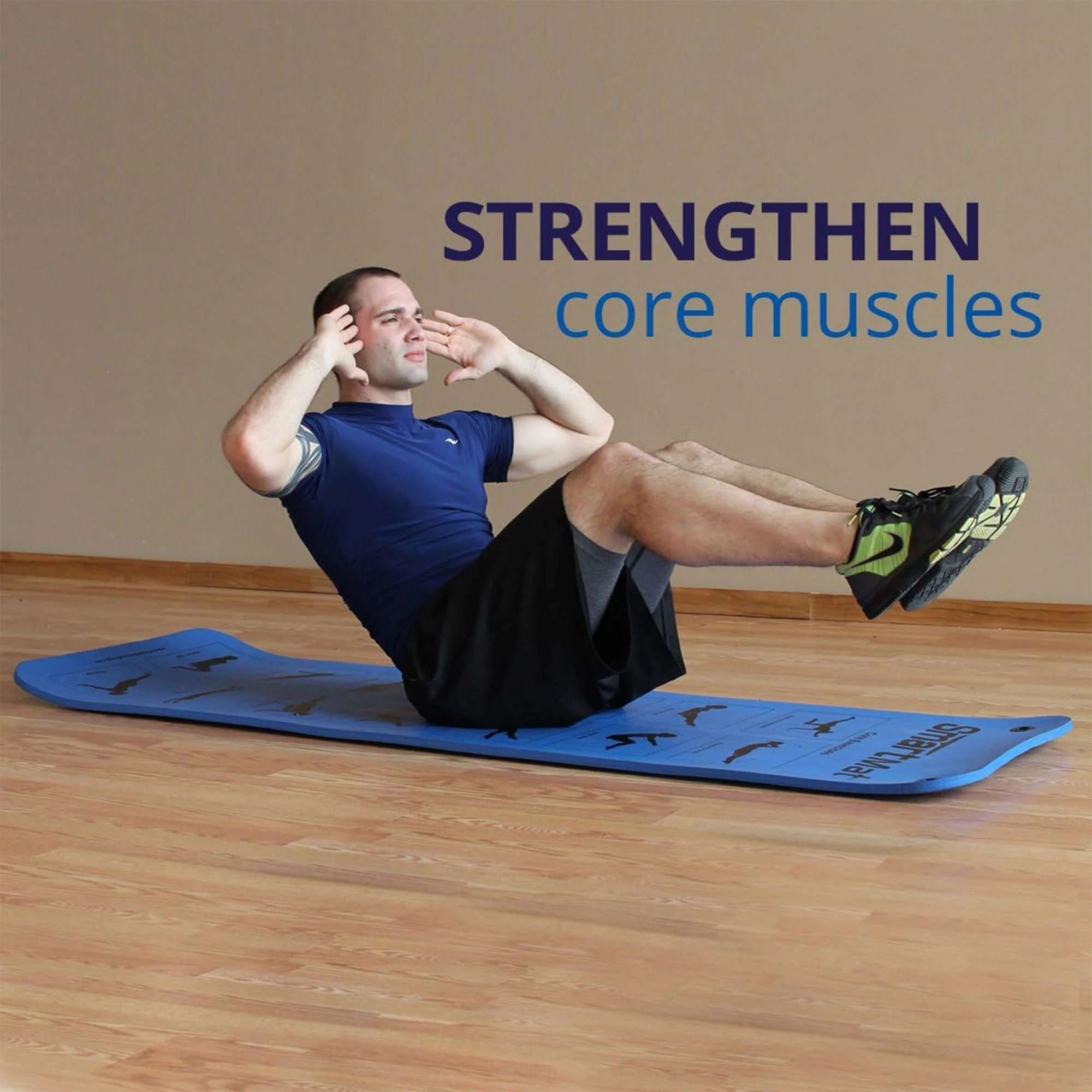 Prism Fitness Thick Smart Self Guided Stretching and Exercise Mat, Blue (2 Pack) - Image 5