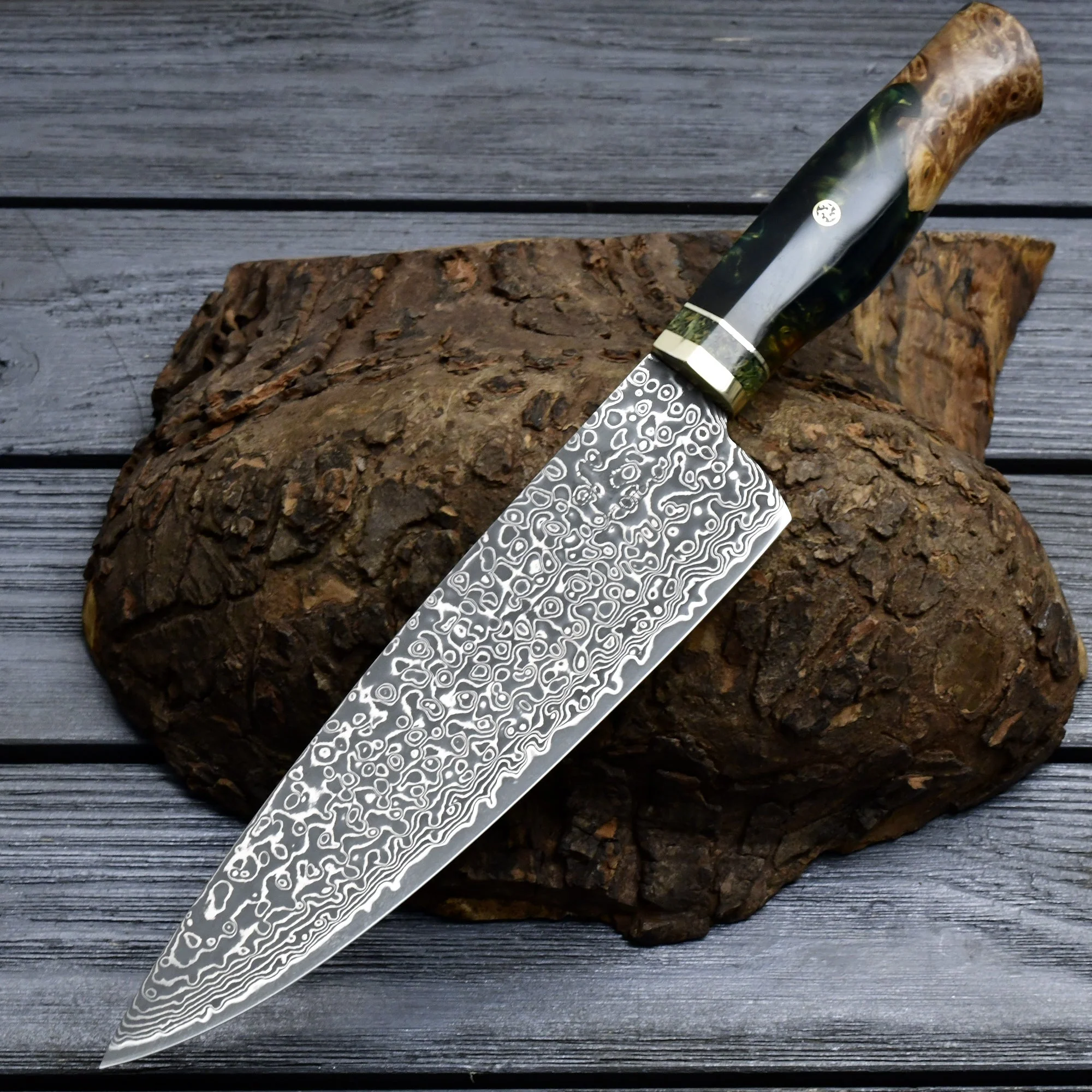 Protivo VG10 Chef Knife, Damascus Chef Knife with Olive Wood Handle - Image 2
