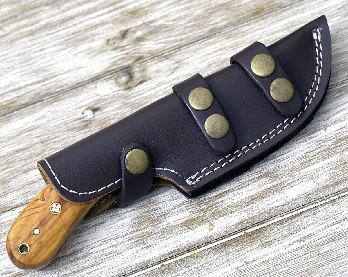 Puma Damascus Steel Hunting Knife Olive Wood Handle & Sheath - Image 3