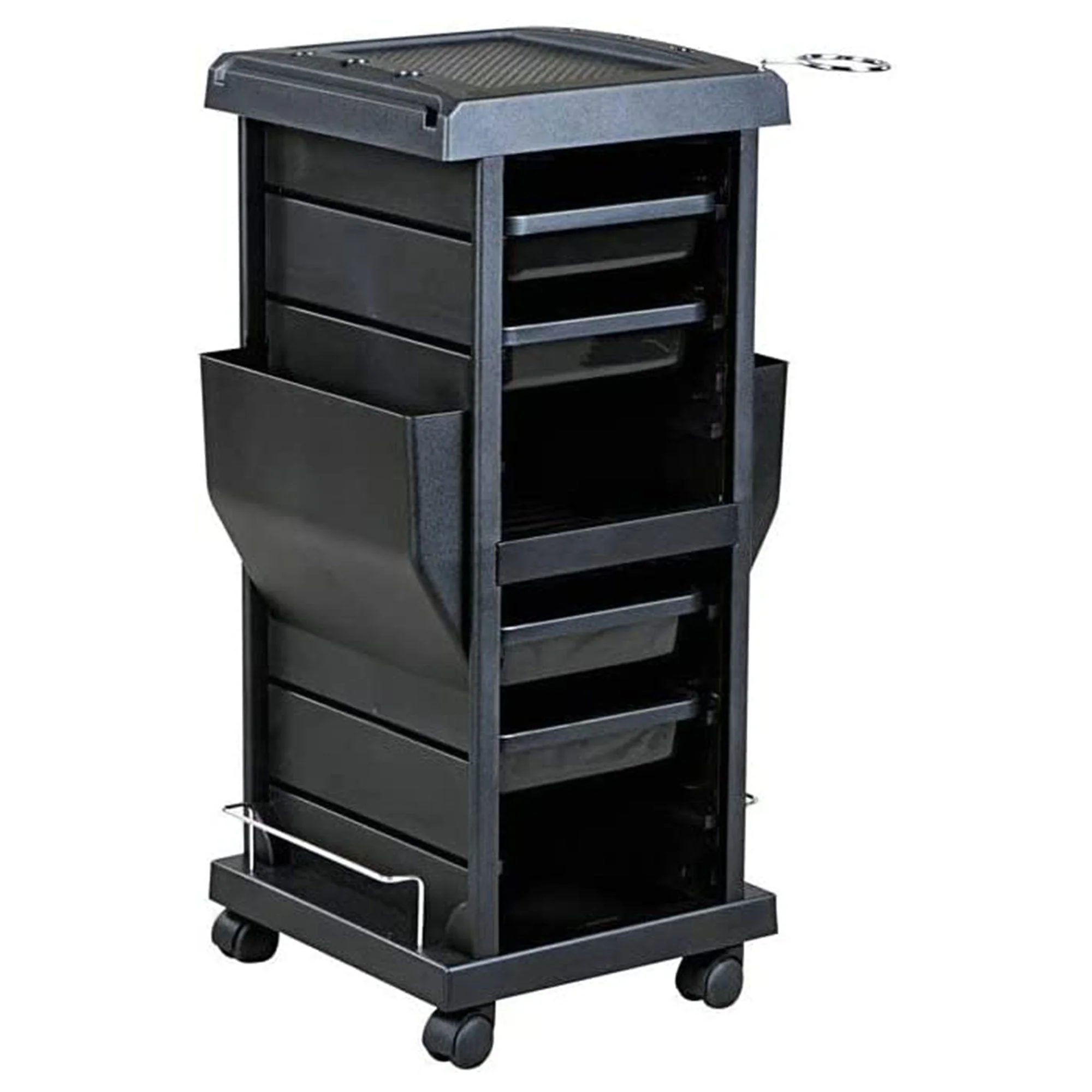 PureSana Chromium Professional 4 Drawer Rolling Salon Trolley Station, Black - Image 2