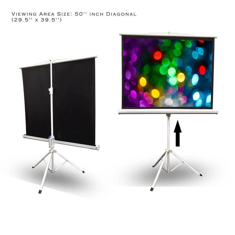 Pyle 50 Inch Fold Out Roll Up Video Projector Viewing Display Screen w/ Stand - Image 3