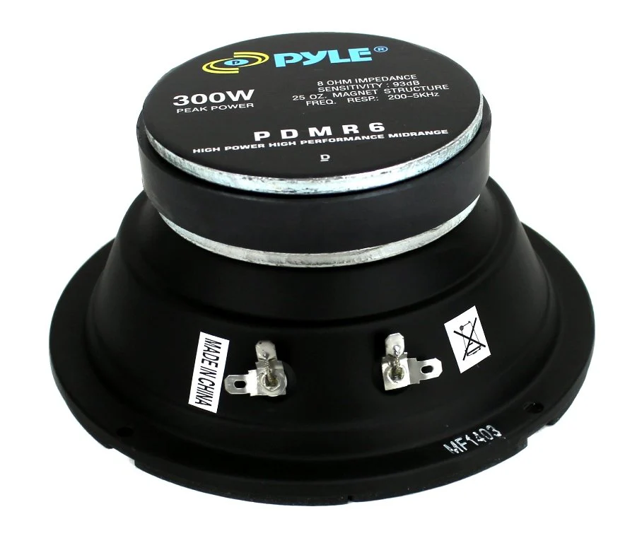 Pyle 6.5" 300W Car Mid Bass MidRange Audio Speaker 8 Ohm Black - Image 4