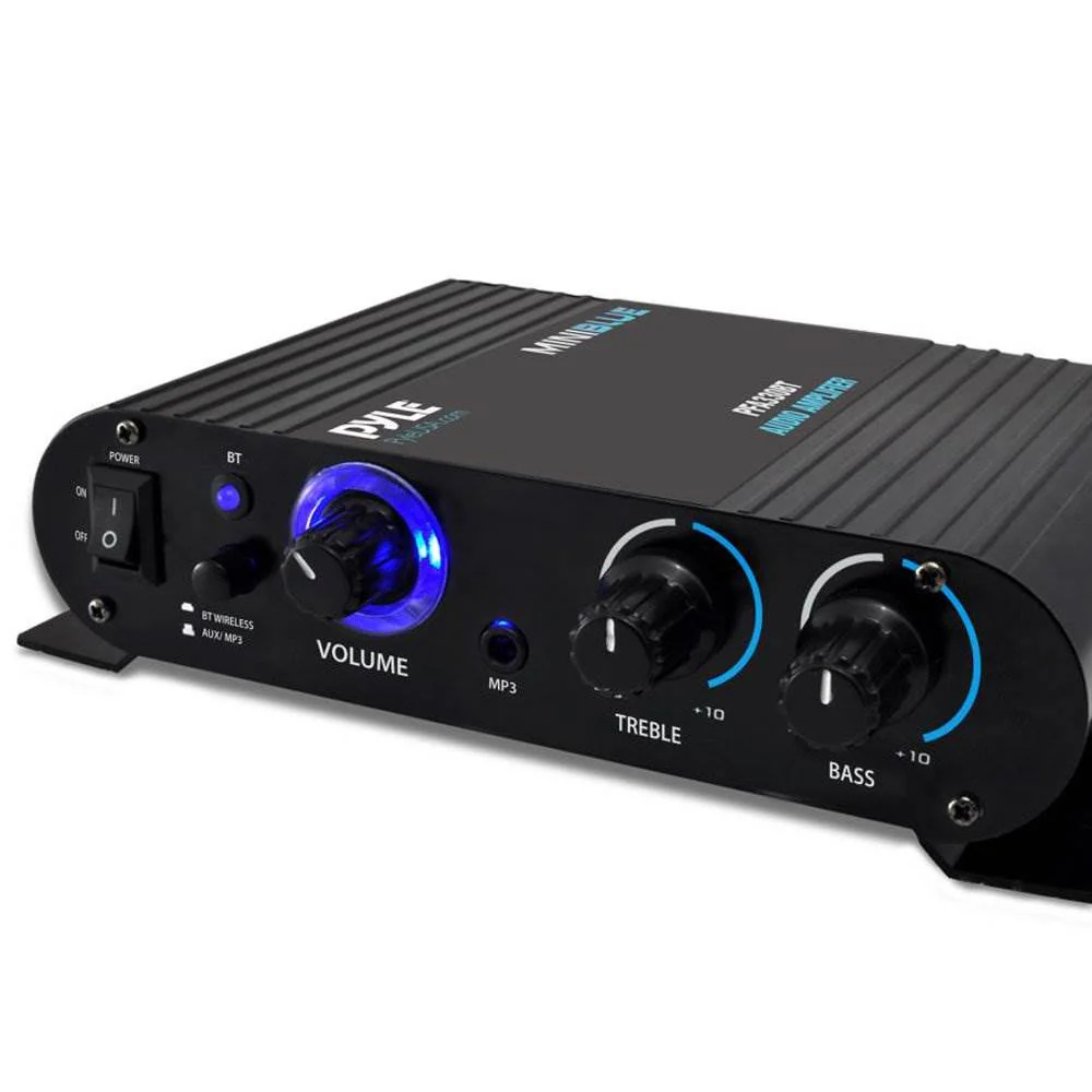 Pyle 90 Watt 8 Ohm Bluetooth Mini Blue Compact Home Studio Class T Amplifier - Image 3