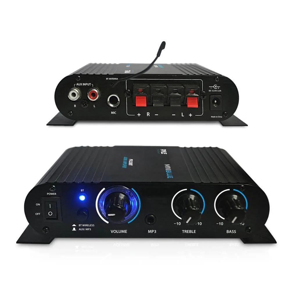 Pyle 90 Watt 8 Ohm Bluetooth Mini Blue Compact Home Studio Class T Amplifier - Image 4