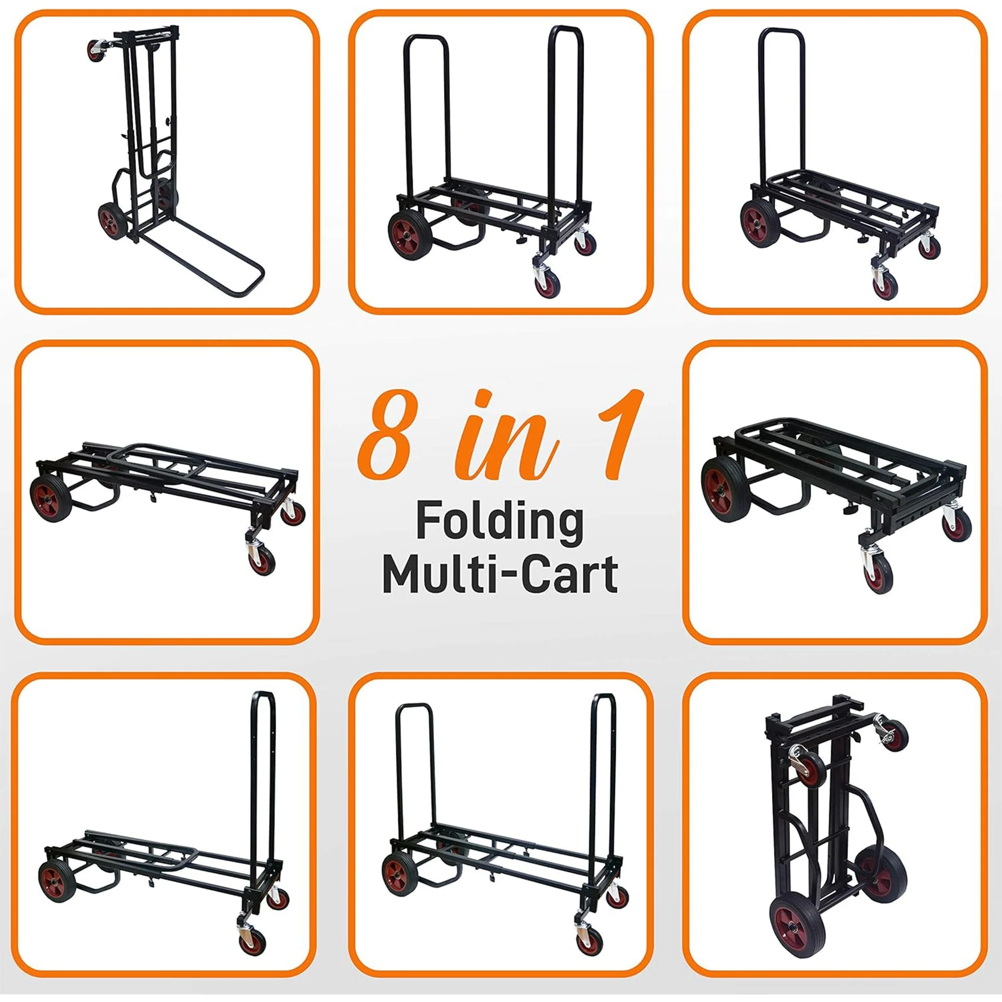 Pyle Compact Adjustable Folding Hand Truck Dolly Platform Equipment Cart, Black - Image 3