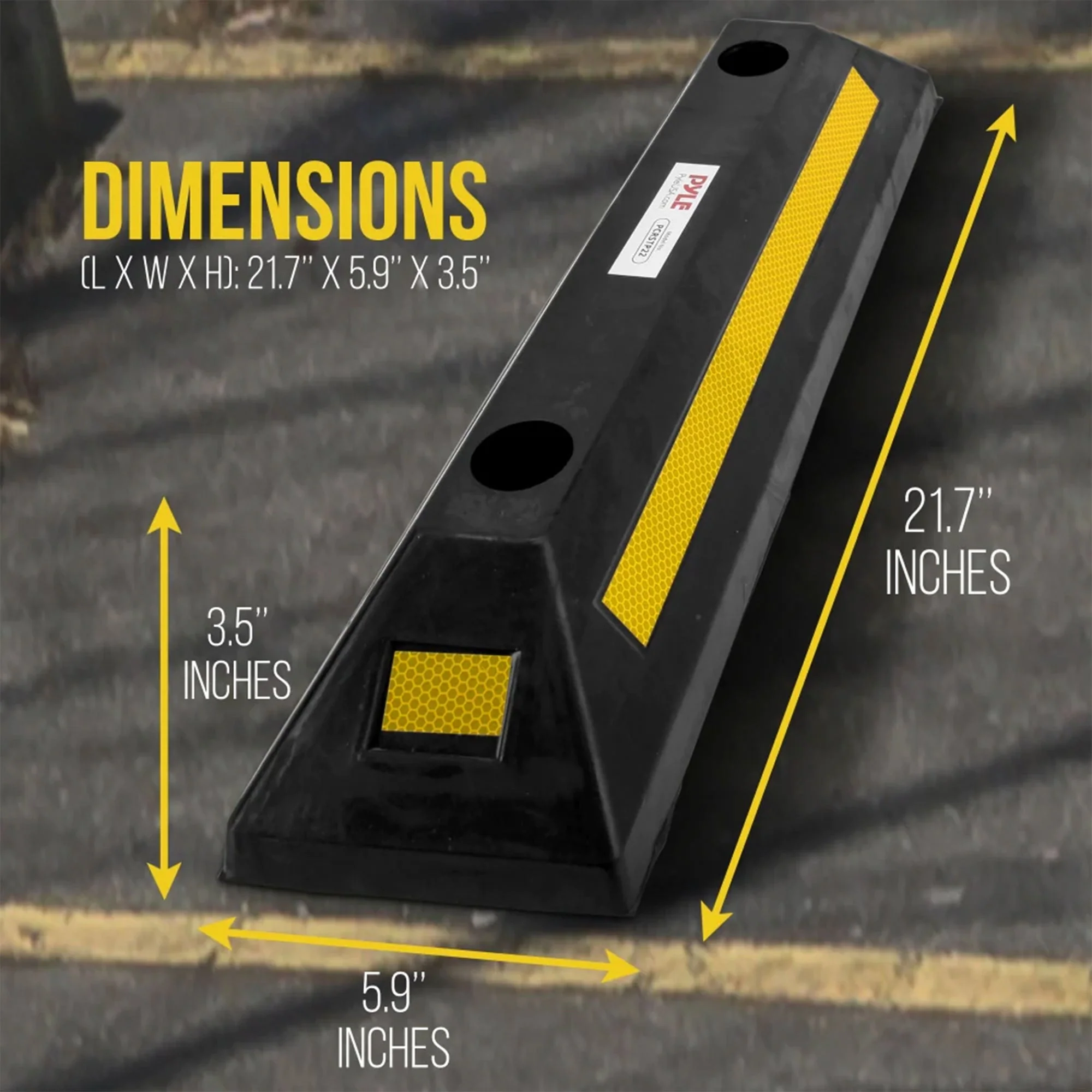 Pyle Heavy Duty Car and Truck Wheel Stop Rubber Parking Tire Block (Set of 2) - Image 2