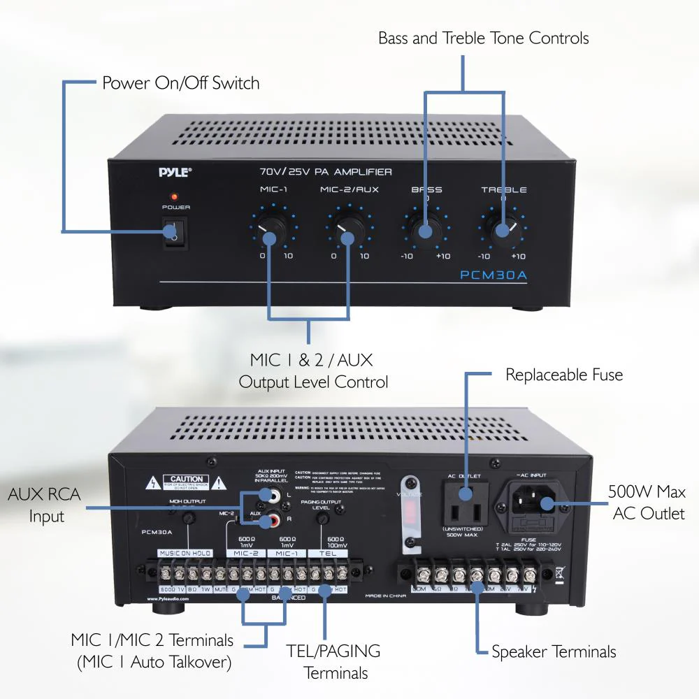 Pyle Home PCM30A 500 Watt Power Bluetooth Amplifier Receiver Home Audio System - Image 5