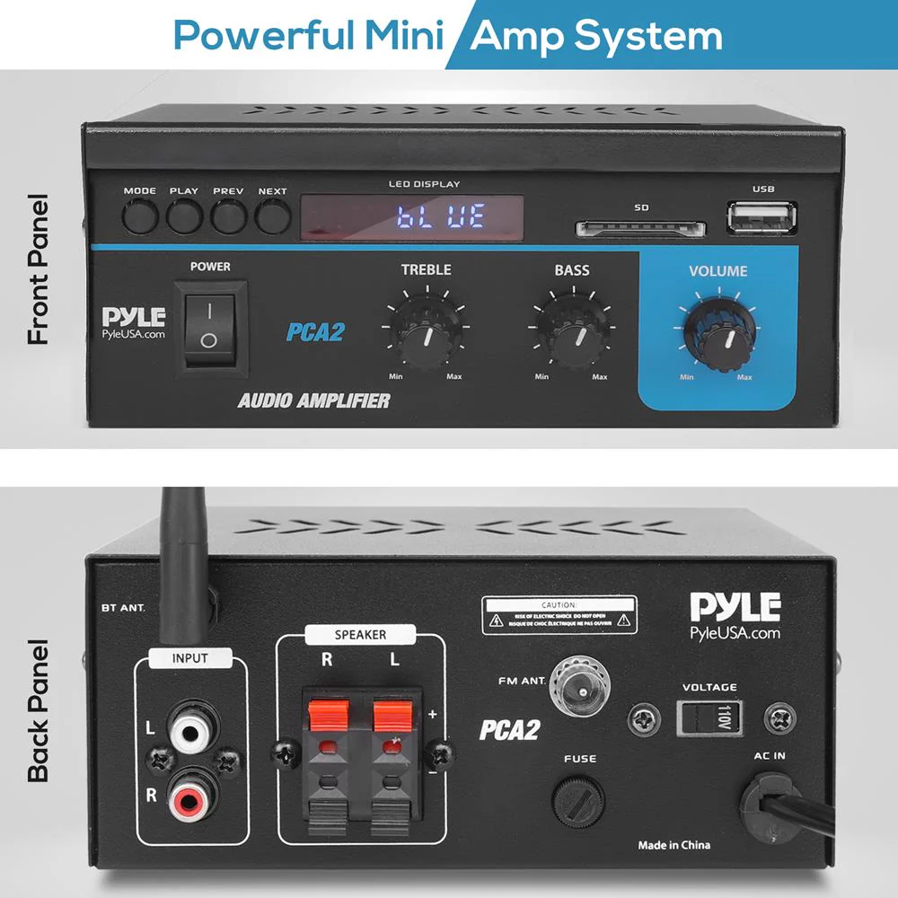 Pyle PCA2 80 Watt Stereo Sound Speaker Amplifier Receiver Home Audio System - Image 2