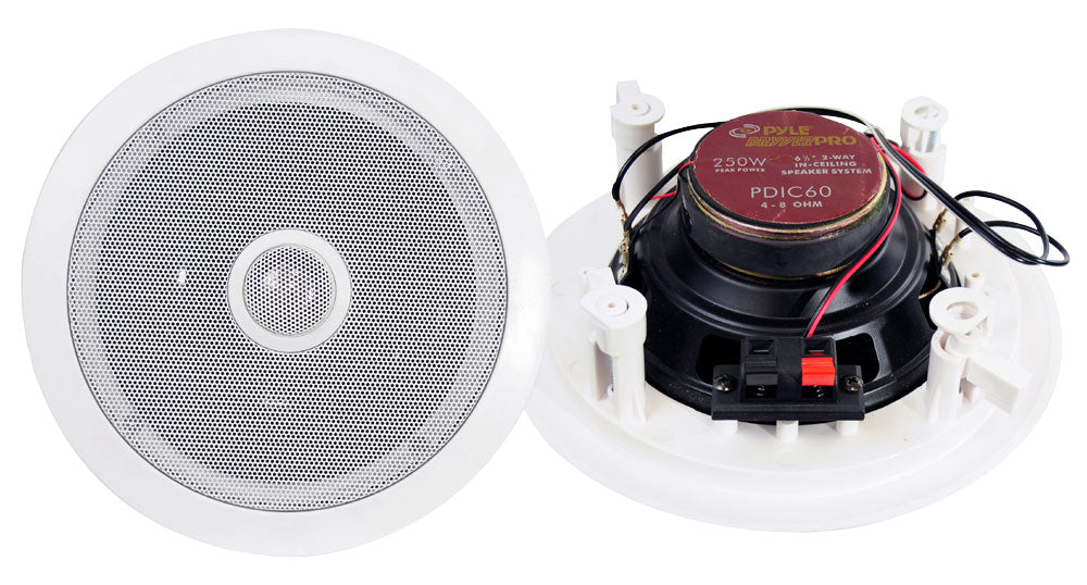 Pyle PDIC60 6.5 Inch 250 Watt 2 Way In Ceiling Round Home Speakers System, White - Image 4